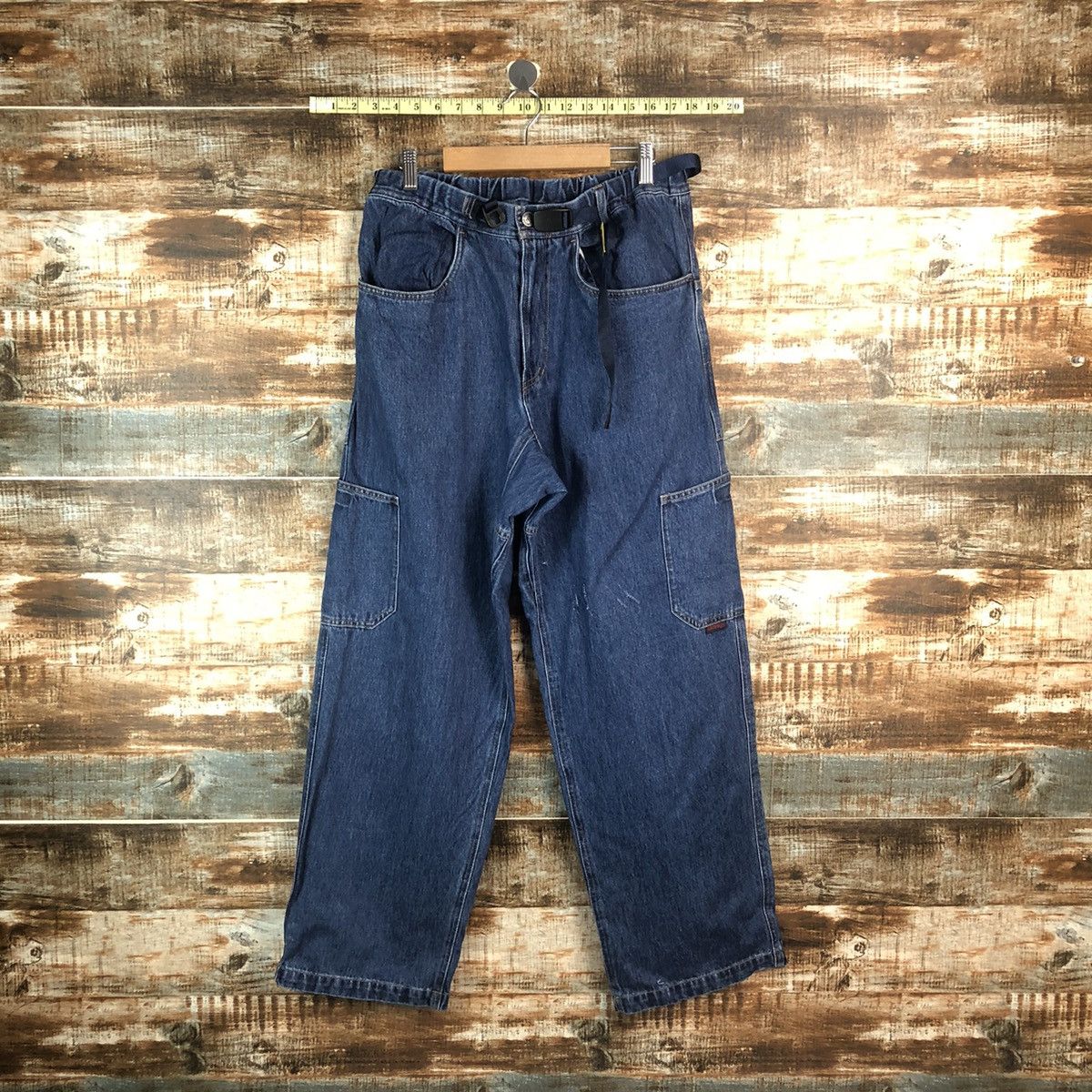 Gramicci Gramicci Blue Denim utility jeans cargo Pants #A2096 Size US 31 - 1 Thumbnail