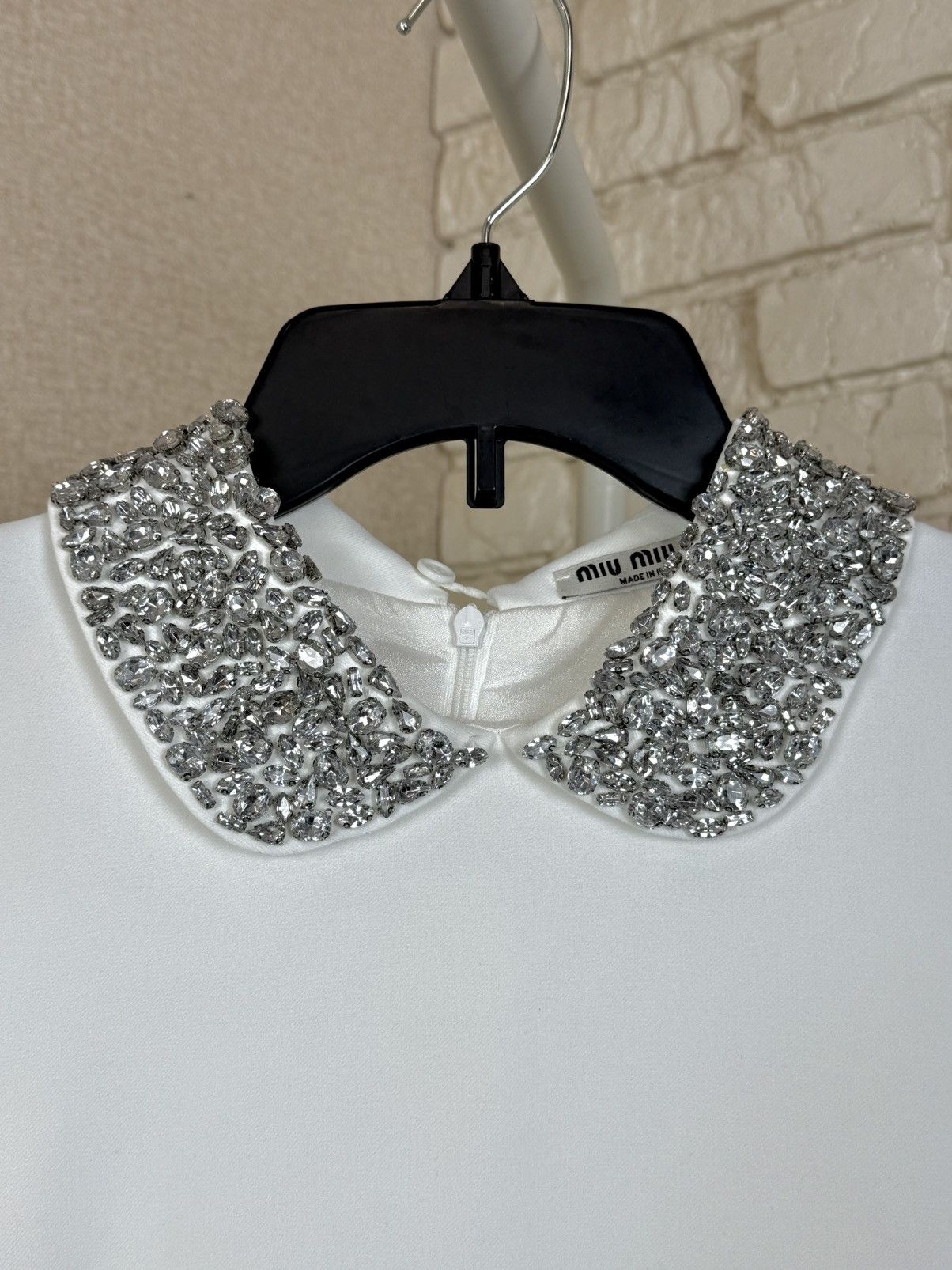 Miu Miu Miu Miu White Mini Dress Crystal Embellished Collar Cuffs Size M / US 6-8 / IT 42-44 - 6 Thumbnail