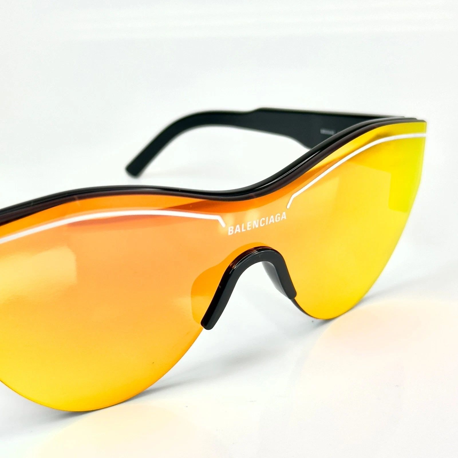 Balenciaga BALENCIAGA BB0004S SKI 0004 Black Orange Shield Mask Fashion Size ONE SIZE - 4 Thumbnail