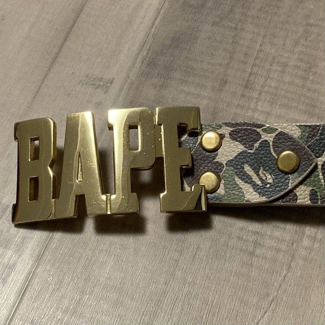 Bape BAPE Gold Buckle Leather Belt ABC Camo Green APE NIGO Size ONE SIZE - 3 Thumbnail
