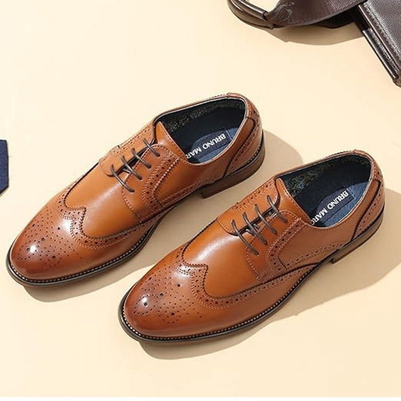 Other Bruno Marc Men's Size 10.5 Brown Faux Leather Oxford Shoes Size US 10.5 / EU 43-44 - 2 Thumbnail