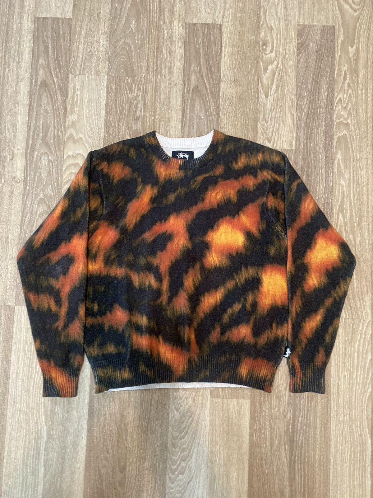 image of Stussy Knit Fur Tiger Print in Orange, Men's (Size Small)