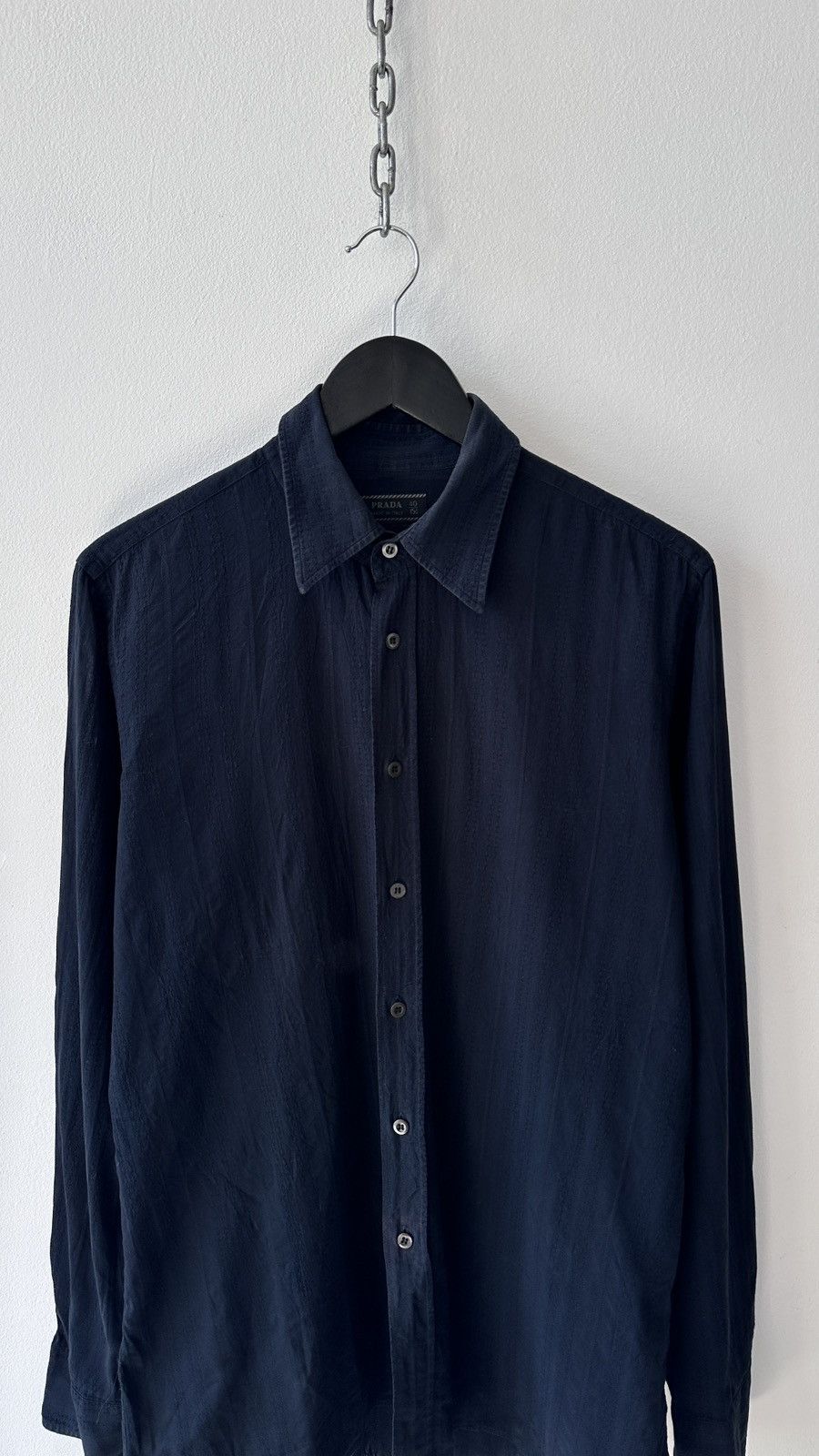 Prada ⁠PRADA Textured Jacquard Cotton Long Sleeve Shirt Size M Size US M / EU 48-50 / 2 - 6 Thumbnail