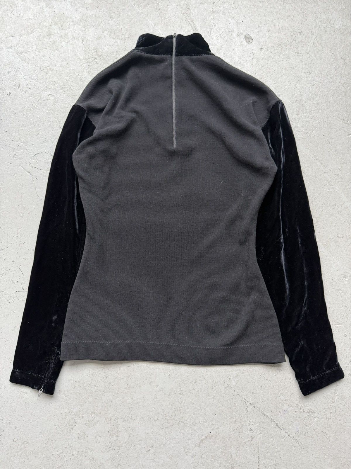 Jean Paul Gaultier Jean Paul Gaultier Stretch Black Velour Quarter Zip Size S / US 4 / IT 40 - 1 Thumbnail