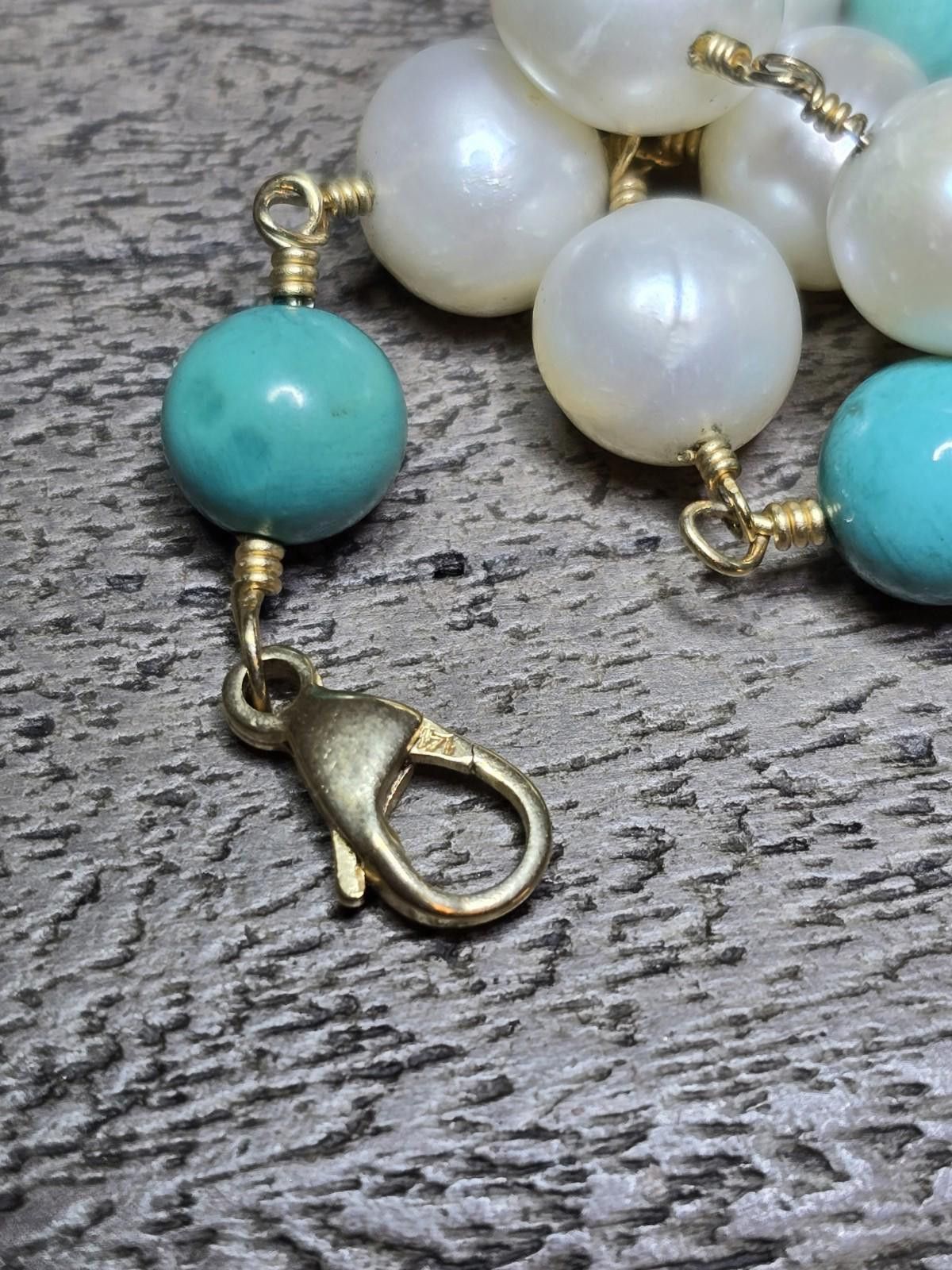 The Unbranded Brand 14k yellow gold Wire Necklace – Pearls & Turquoise Beads 21g Size ONE SIZE - 7 Thumbnail