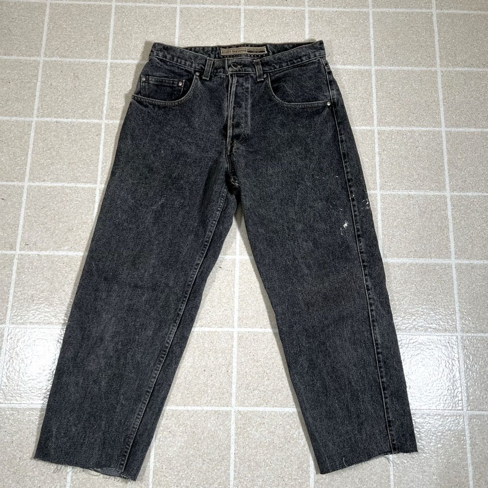 Denime VINTAGE Levis Silvertab Jeans Mens 30 X 26 Black Denim Made in USA Button Fly Jeans Mens Black Denim 90s USA Size US 30 / EU 46 - 5 Thumbnail