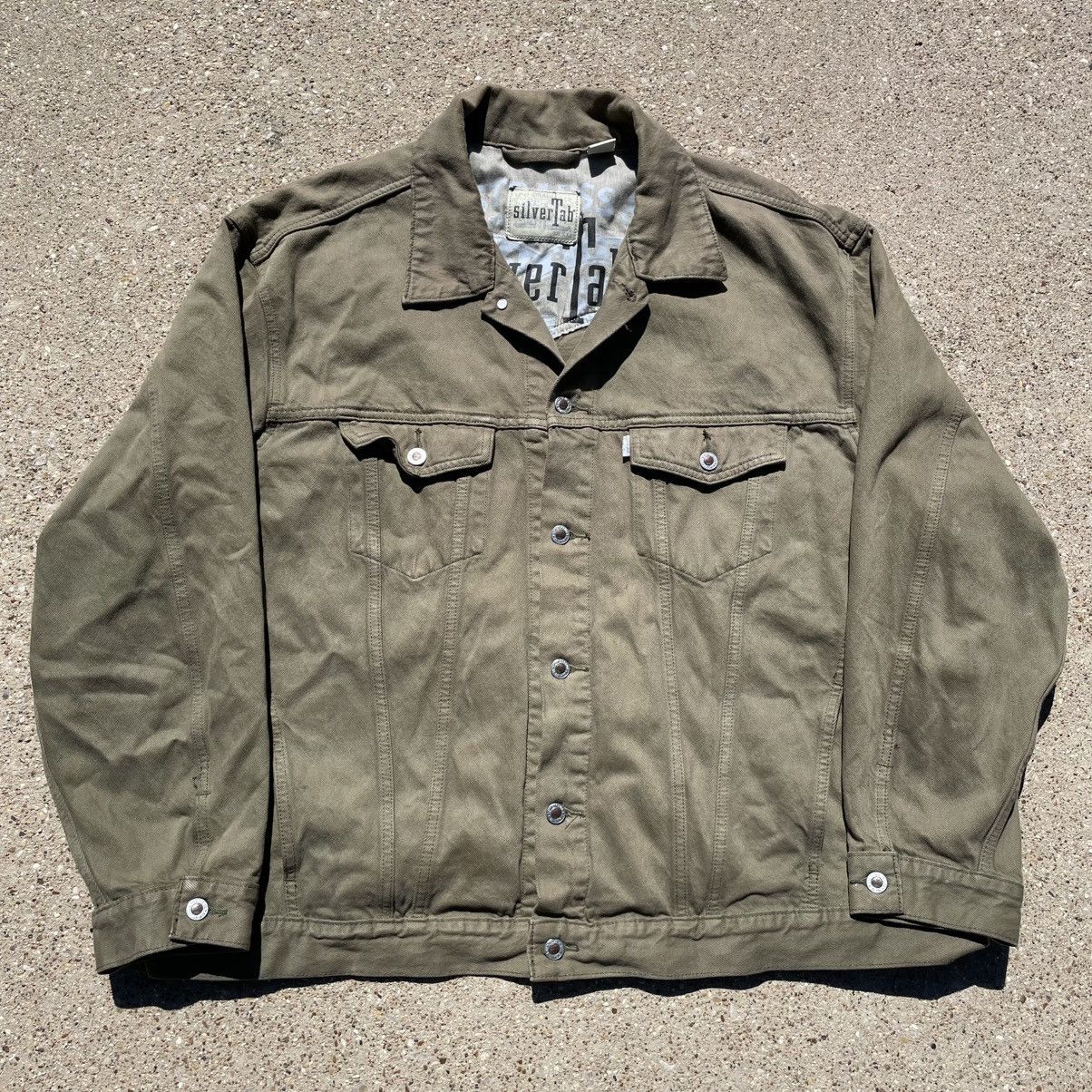 Levi's Silver Tab Trucker Jacket Olive Green Denim XXL