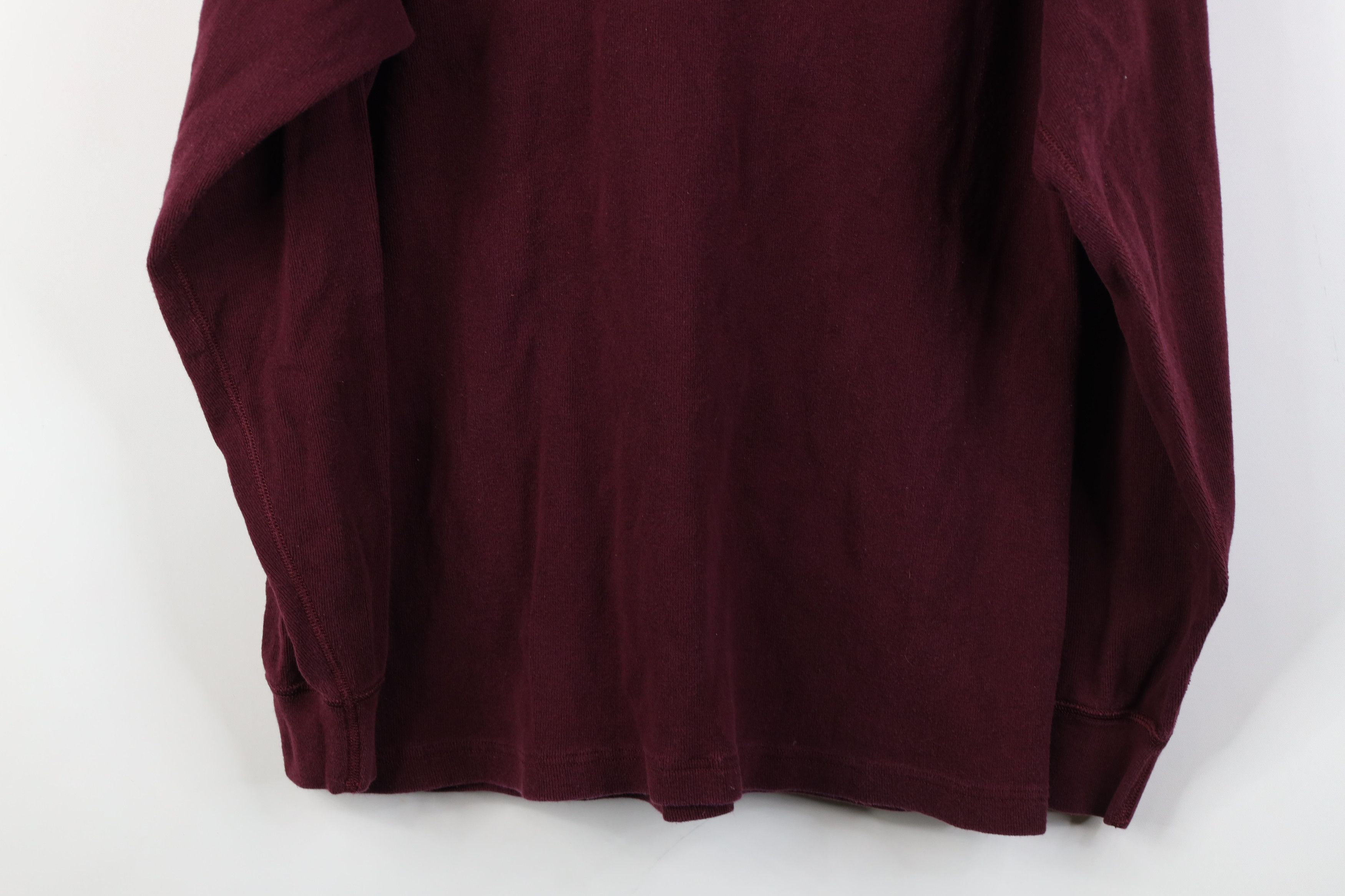 Vintage Vintage 90s Streetwear Ribbed Knit Henley T-Shirt Maroon Size US L / EU 52-54 / 3 - 12 Thumbnail