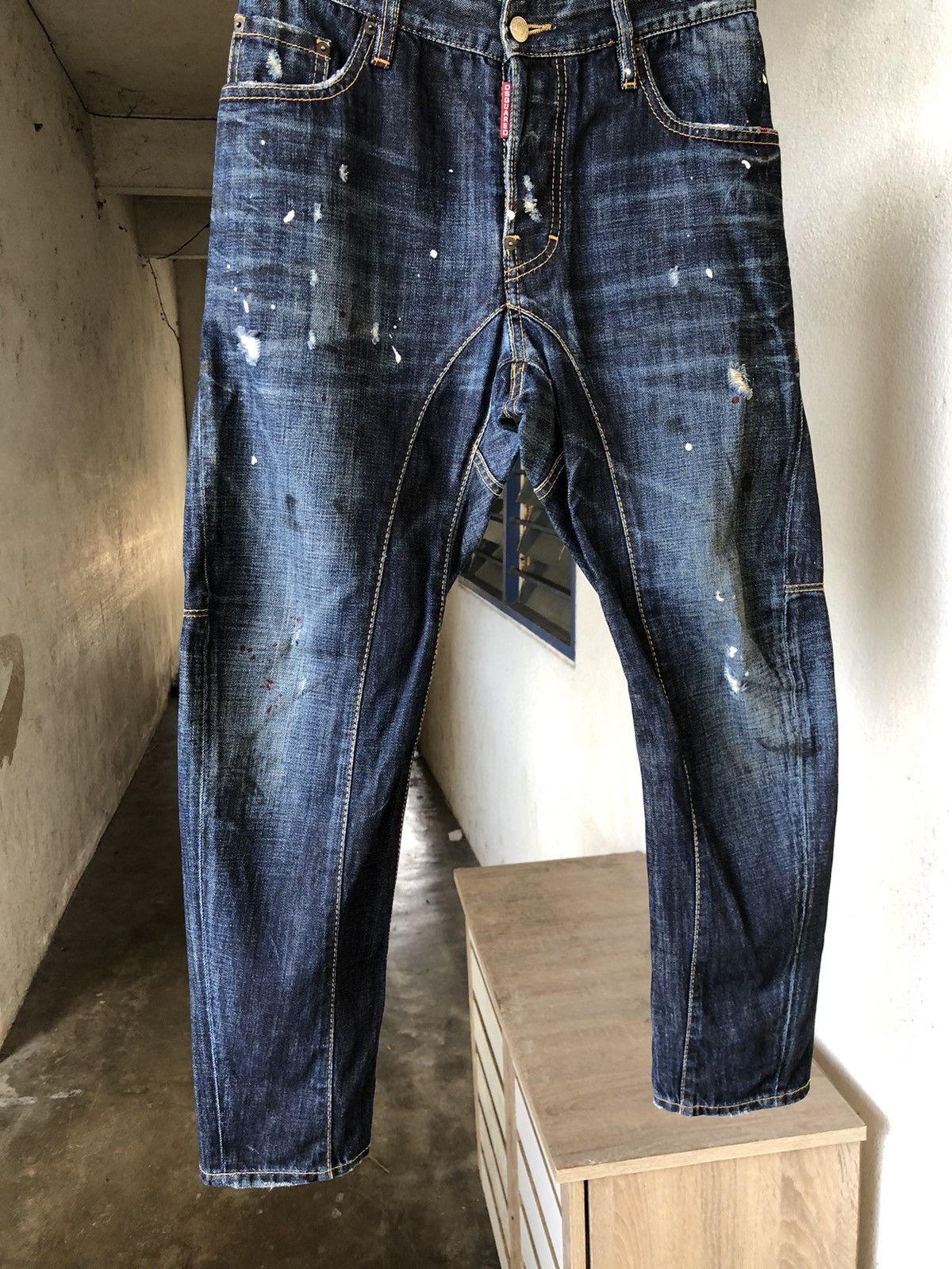 Dsquared2 Nice❗️Dsquared Splash Paint Distressed Denim Curve Cut Size US 28 / EU 44 - 4 Thumbnail