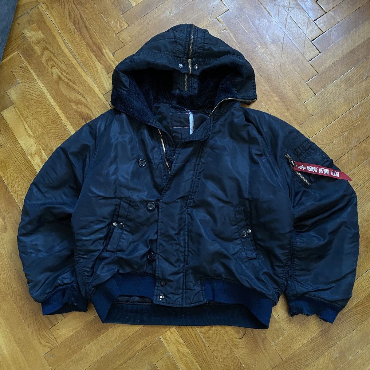 Alpha Industries VINTAGE ALPHA INDUSTRIES DISTRESSED BAGGY BOMBER WITH HOOD Size US XL / EU 56 / 4 - 1 Thumbnail