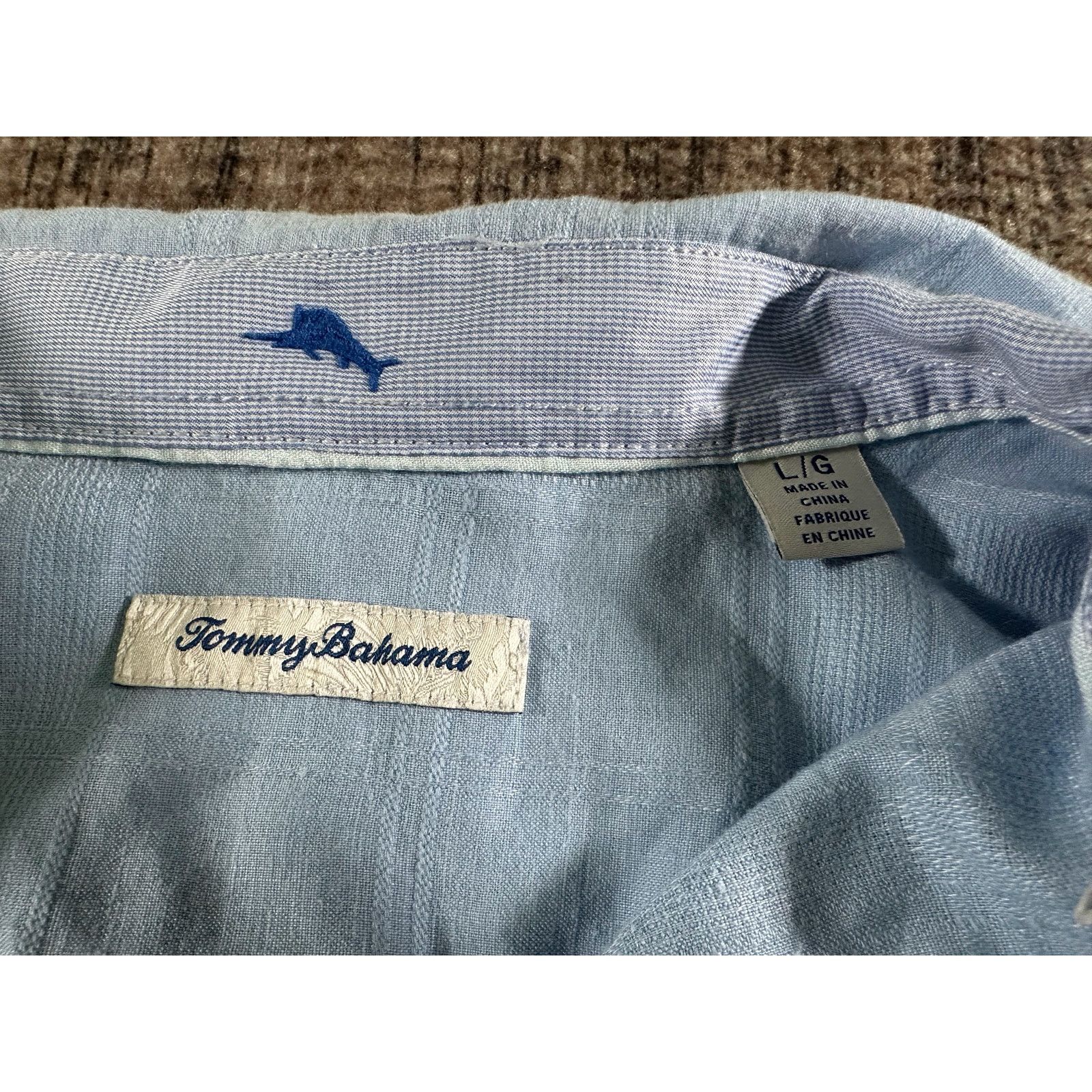 Tommy Bahama Tommy Bahama Shirt Long Sleeve Button Down Blue Linen Blend Size US L / EU 52-54 / 3 - 7 Thumbnail