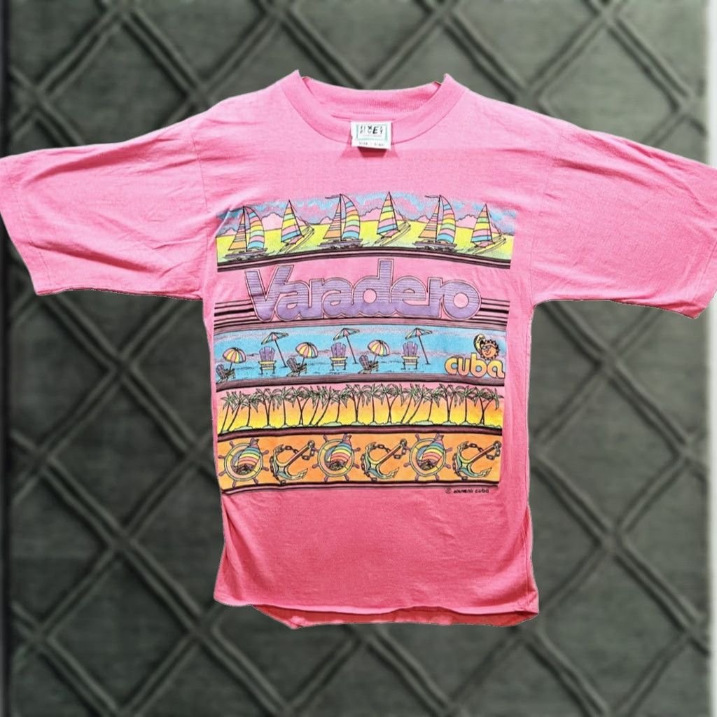 Vintage VINTAGE Columbia Tourist Graphic T-Shirt Pink S/M Unisex 80s Short Sleeve Cotton Graphic Tee Used Size US S / EU 44-46 / 1 - 1 Thumbnail