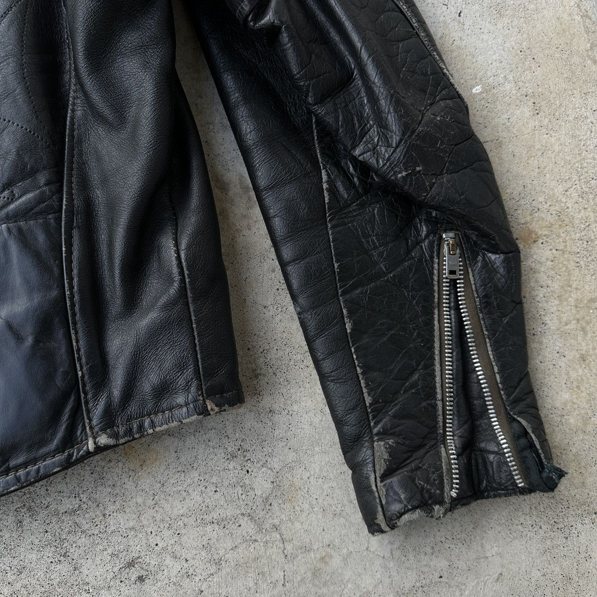 Leather Trashed 80s Moto Biker Rider jacket Vanson ERD Perfecto Size US L / EU 52-54 / 3 - 14 Thumbnail