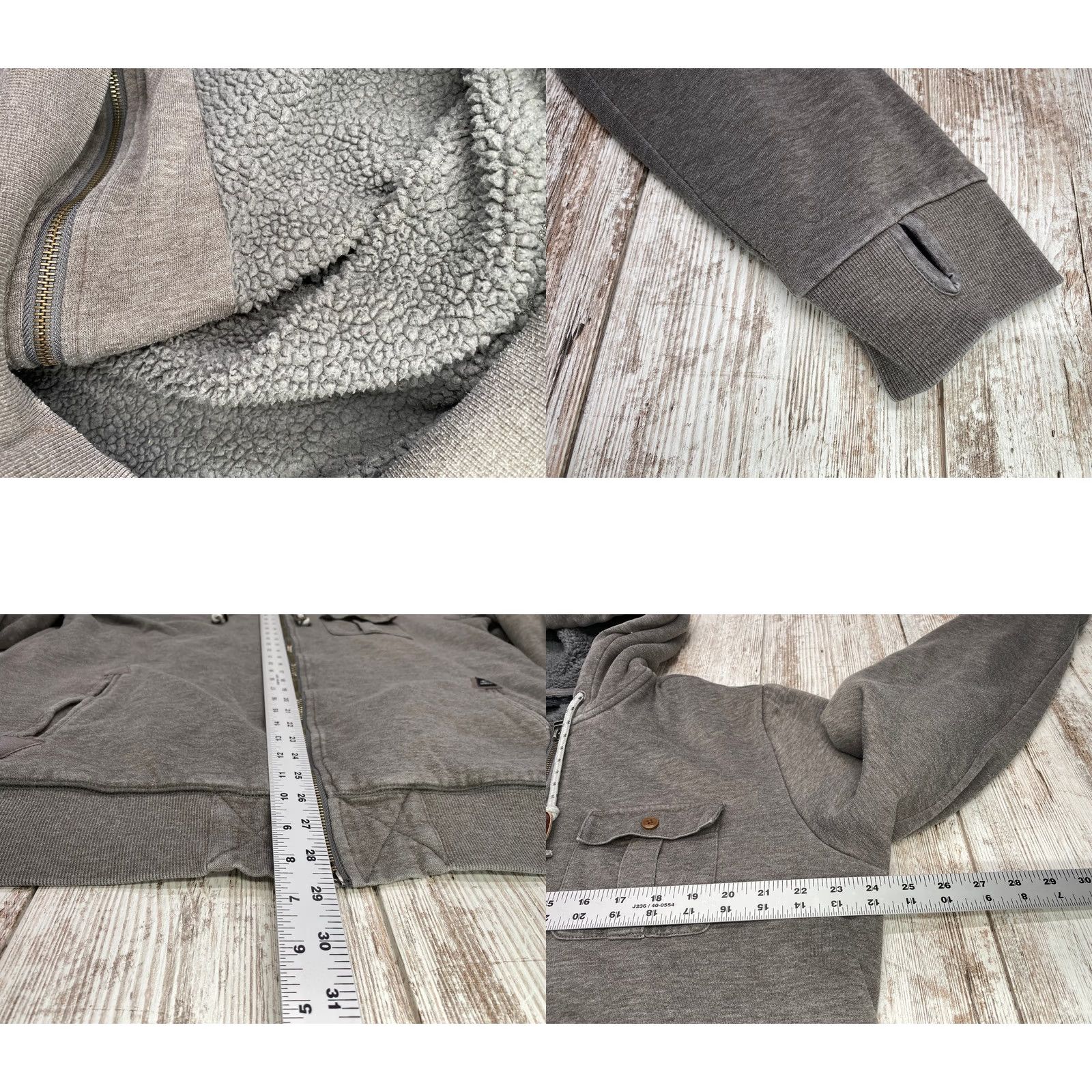 O'Neill VINTAGE O'Neill Hoodie Shirt Mens L Gray Full Zip Sherpa Lined Surf Skate Y2K Distressed Logo Heavyweight Grunge Beach USA 90s Size US L / EU 52-54 / 3 - 8 Thumbnail