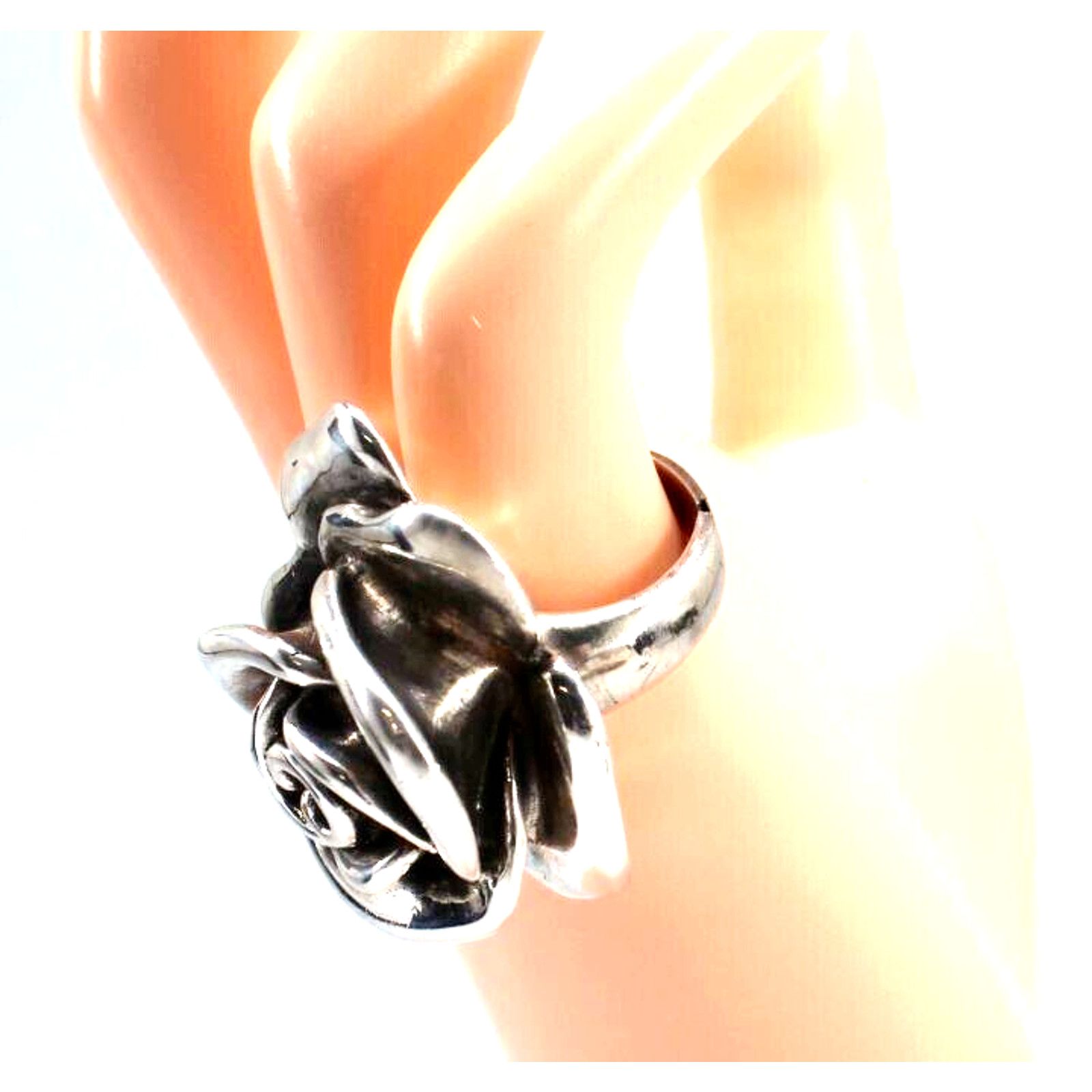 Other Big Beautiful Sterling Sliver Rose Ring •925 1-1/2" Size 7 Size ONE SIZE - 3 Thumbnail