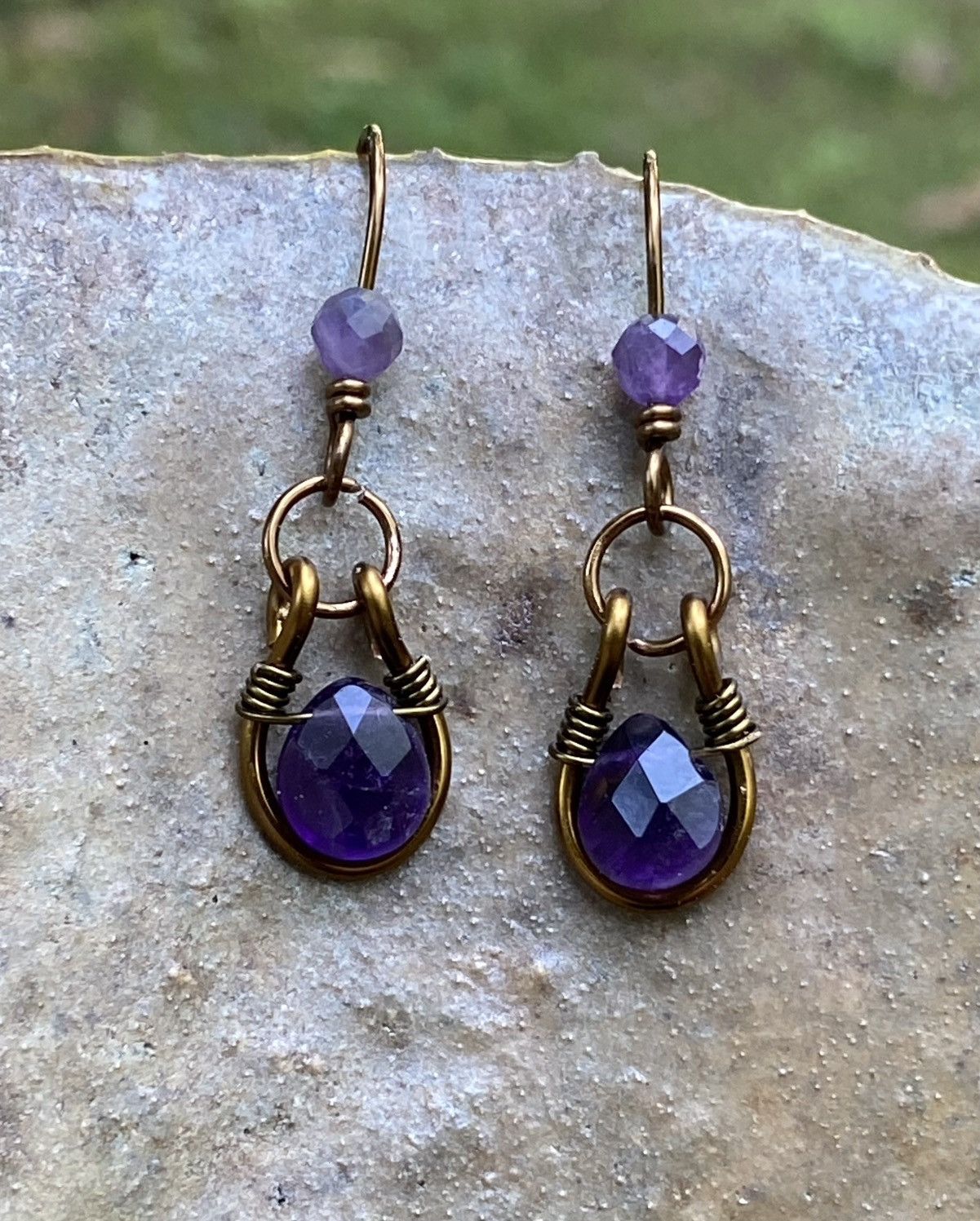 Handmade Amethyst Hoop Earrings Size ONE SIZE - 1 Thumbnail