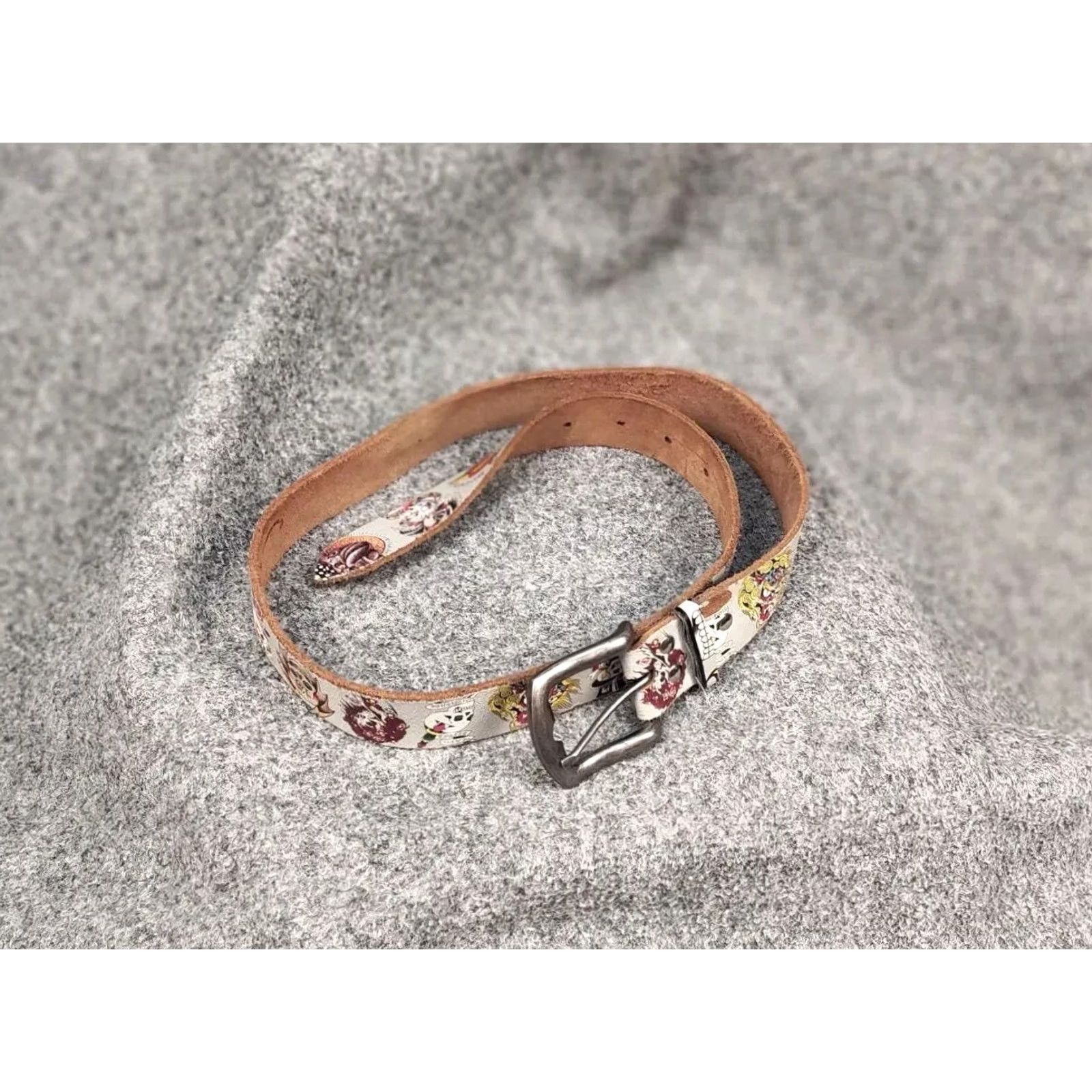 Ed Hardy VINTAGE Ed Hardy Belt Men Leather Brown One Size 90s Y2K Studded Logo Buckle Leather Size ONE SIZE - 3 Thumbnail
