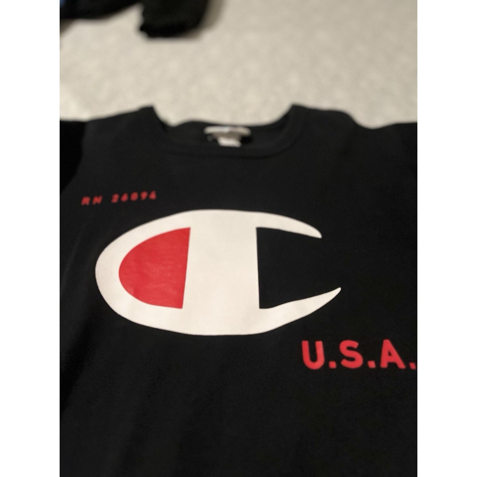 Champion Champion USA Big Logo Long Sleeve Shirt Men’s Medium Black Size US M / EU 48-50 / 2 - 6 Thumbnail
