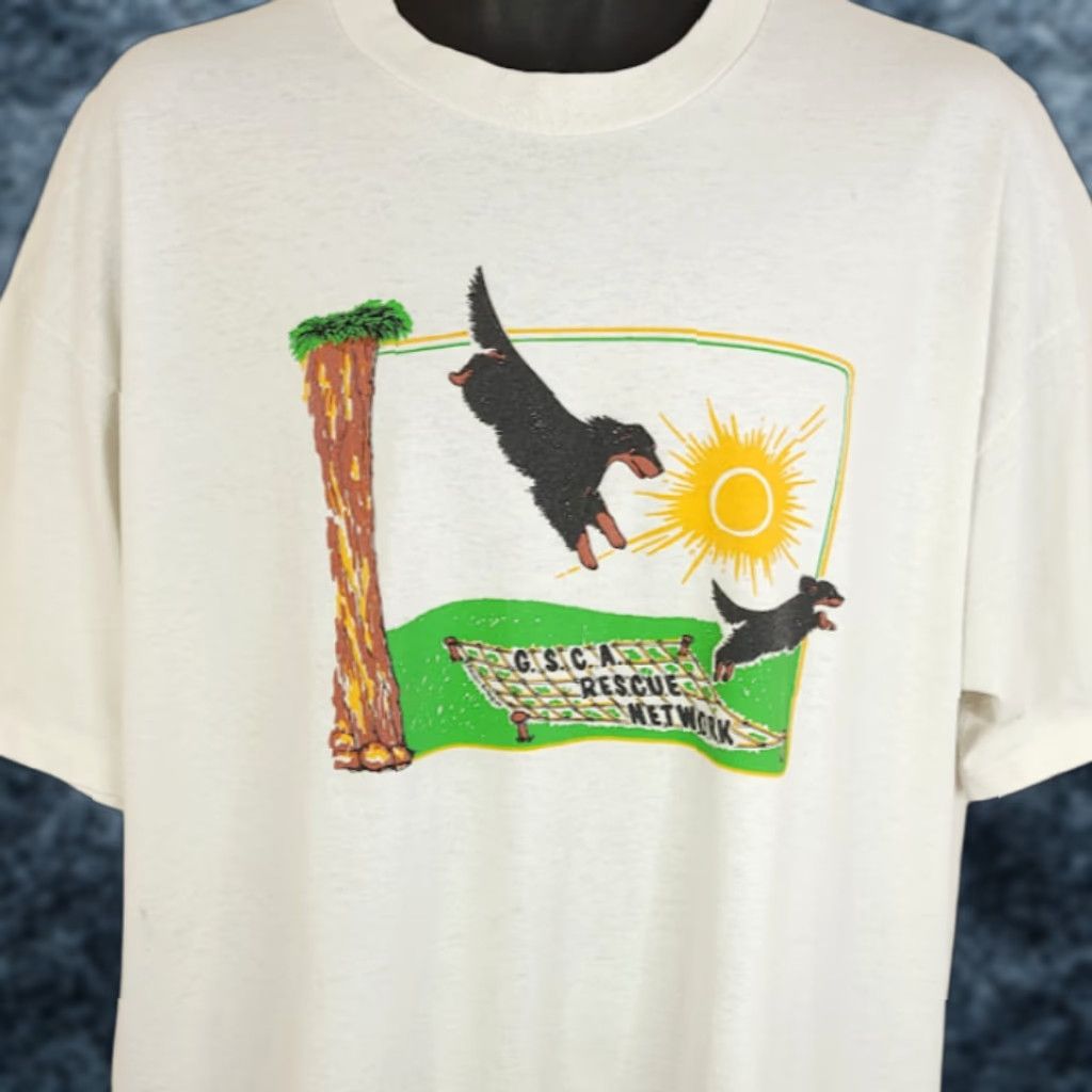 Hanes VINTAGE Gordon Setter T Shirt Mens 2XL White Cotton Blend Hanes 80s 90s Dog GSCA Rescue Made In USA Mens Size US XXL / EU 58 / 5 - 1 Thumbnail