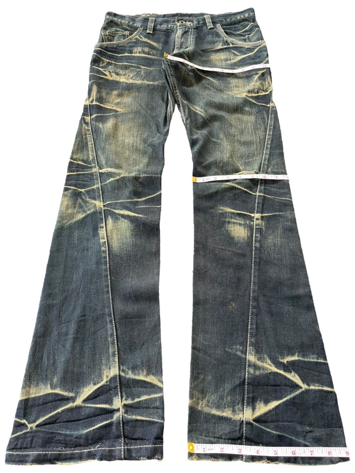 Tete Homme Vintage Tete Homme Rusty Mud Wash Distress Flare Jeans Size US 33 - 8 Thumbnail
