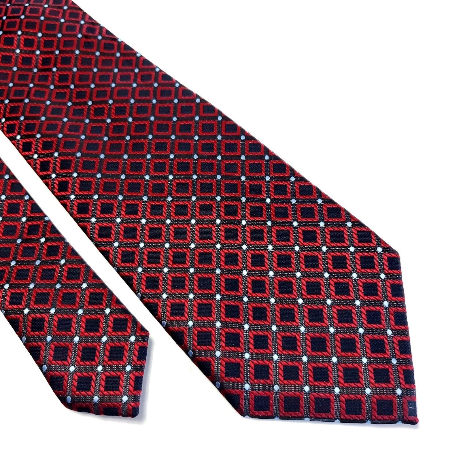 Alexander Julian Alexander Julian Colours Red Pewter Geometric Polyester Tie Size ONE SIZE - 1 Thumbnail