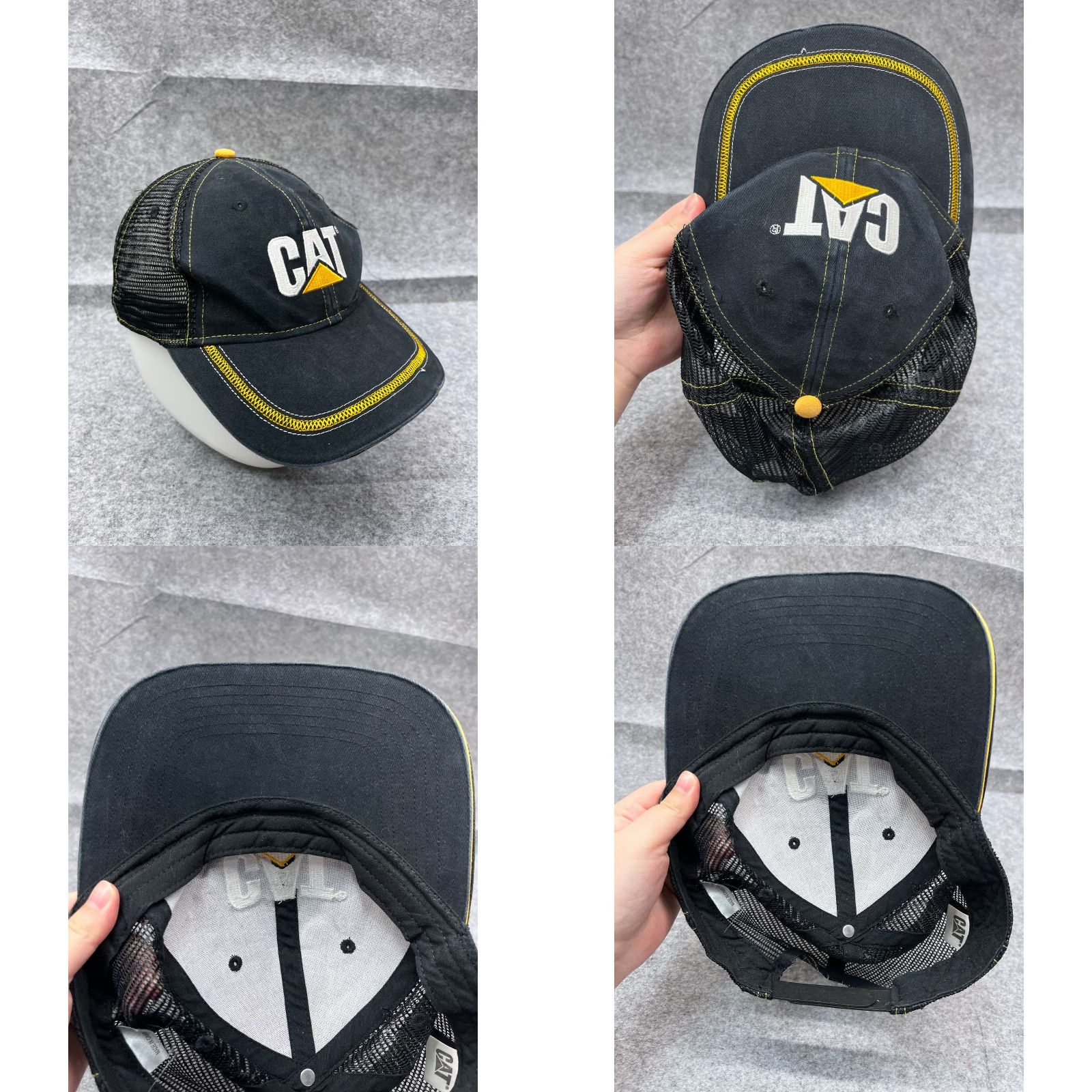 Vintage CAT Hat Cap Strap Back Adult Black Caterpillar Trucker Cotton Twill Size ONE SIZE - 8 Thumbnail