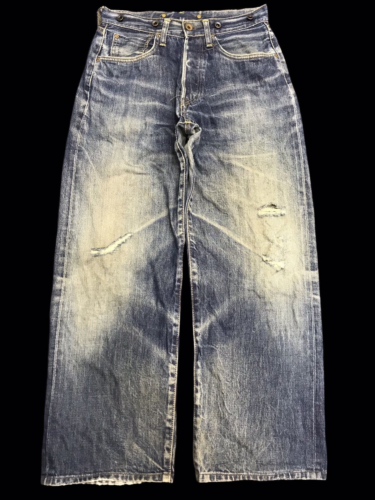 Edwin 💥THRASHED💥RARE EDWIN OVRLL WIDE BAGGY SUSPENDER DENIM F345 Size US 28 / EU 44 - 1 Thumbnail