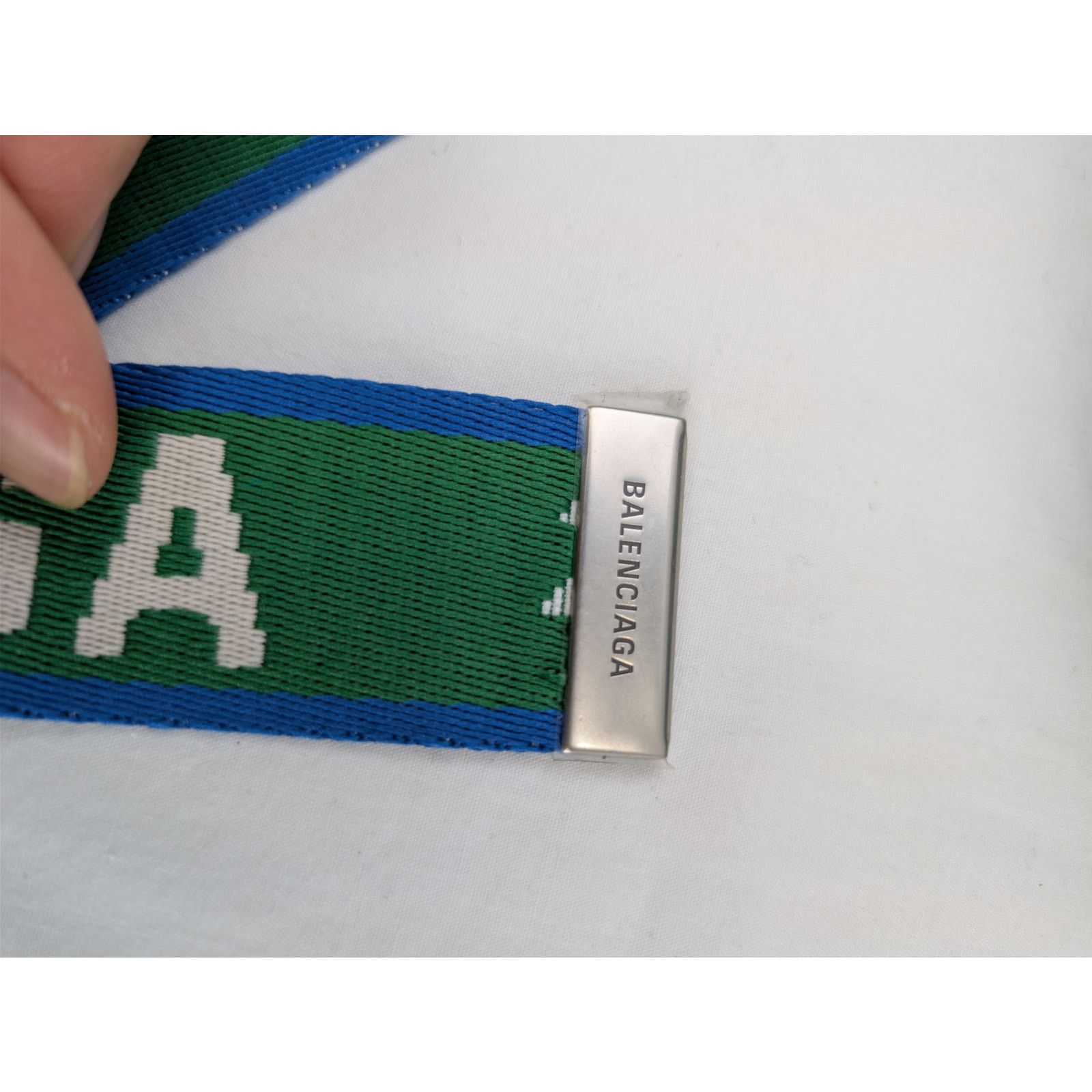 Balenciaga o1rshd1 Q:3 / Size: OS / D Ring Belt 35 in Green/Navy/Grey Size ONE SIZE - 11 Thumbnail