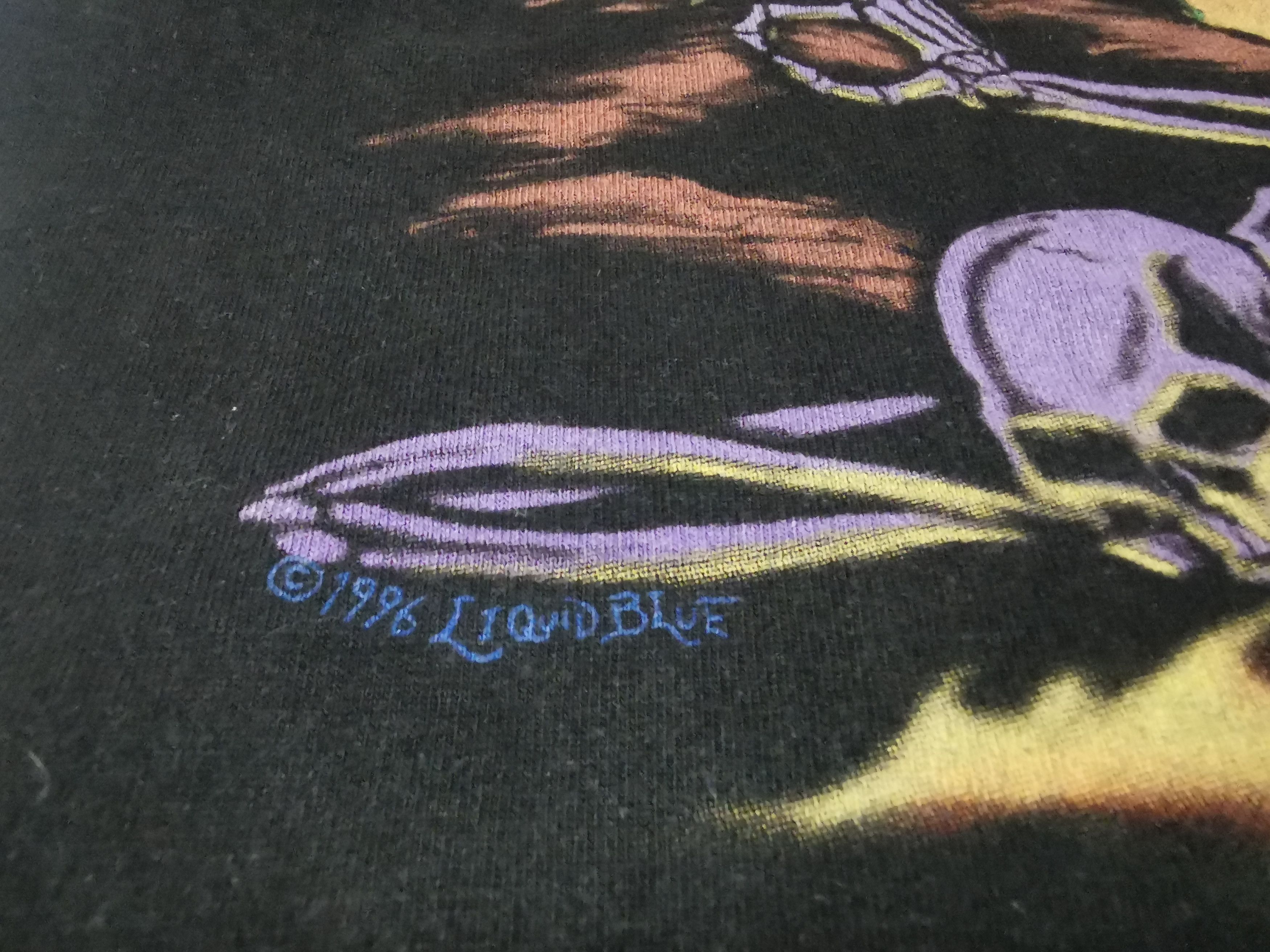 Liquid Blue Vintage 1996 LIQUID BLUE Skeletons Demons Battle Sword Hell Size US XL / EU 56 / 4 - 6 Thumbnail