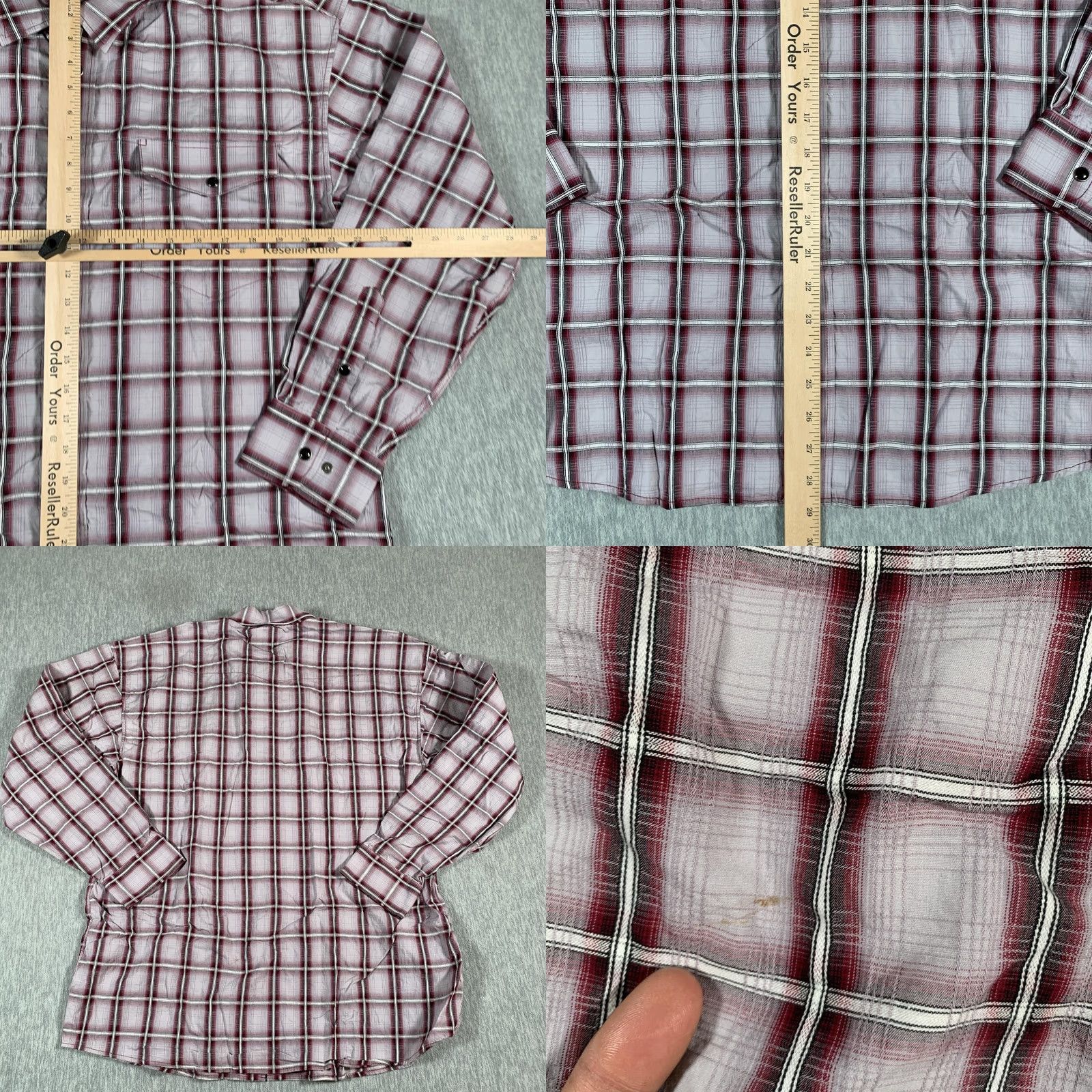 Vintage Panhandle Slim Shirt Mens Large Red White Plaid Western Snap Long Sleeve 36S1262 Size US L / EU 52-54 / 3 - 8 Thumbnail