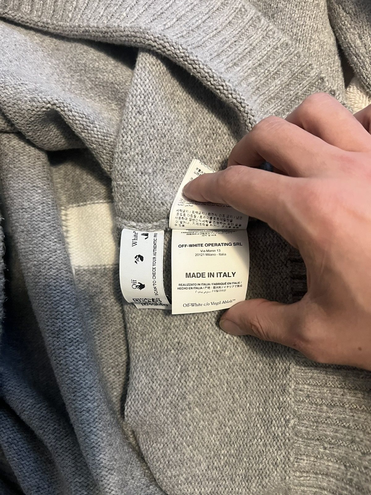 Off-White Off-White Diag Arrow Knit Crewneck Light Grey White Size US XXL / EU 58 / 5 - 9 Thumbnail