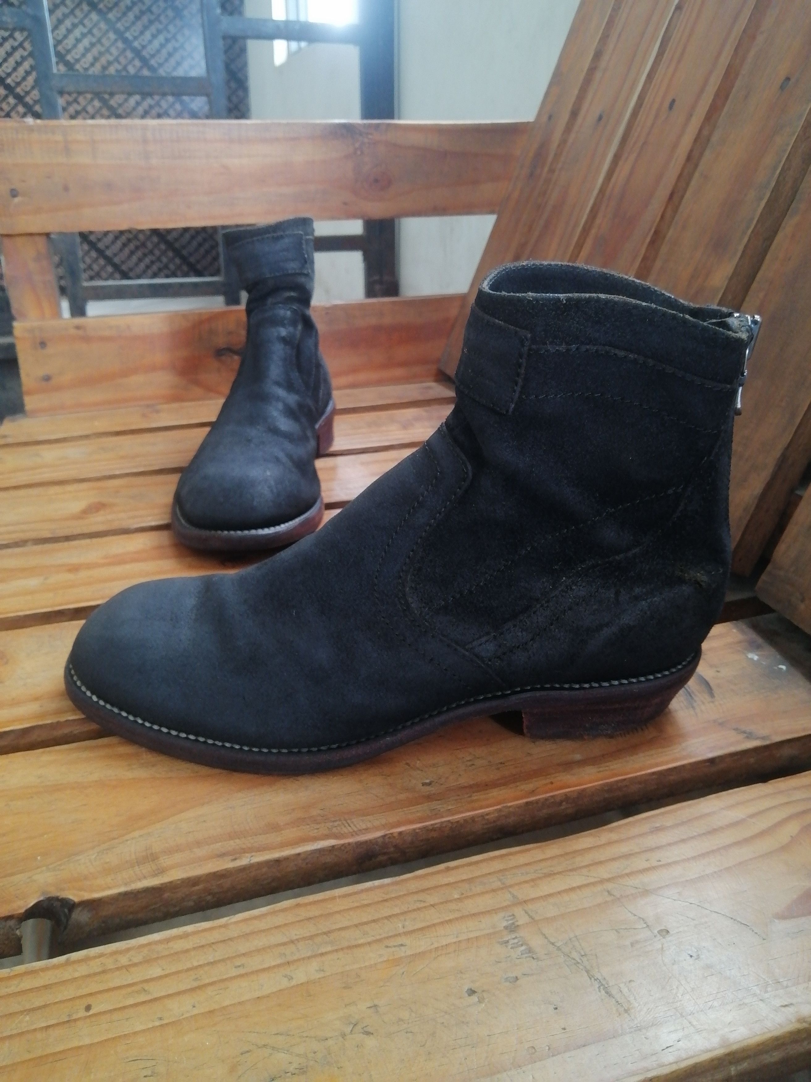 Julius Julius Dark Green Distressed Leather Zip Boots Fits EU 41 Size US 8 / EU 41 - 2 Thumbnail