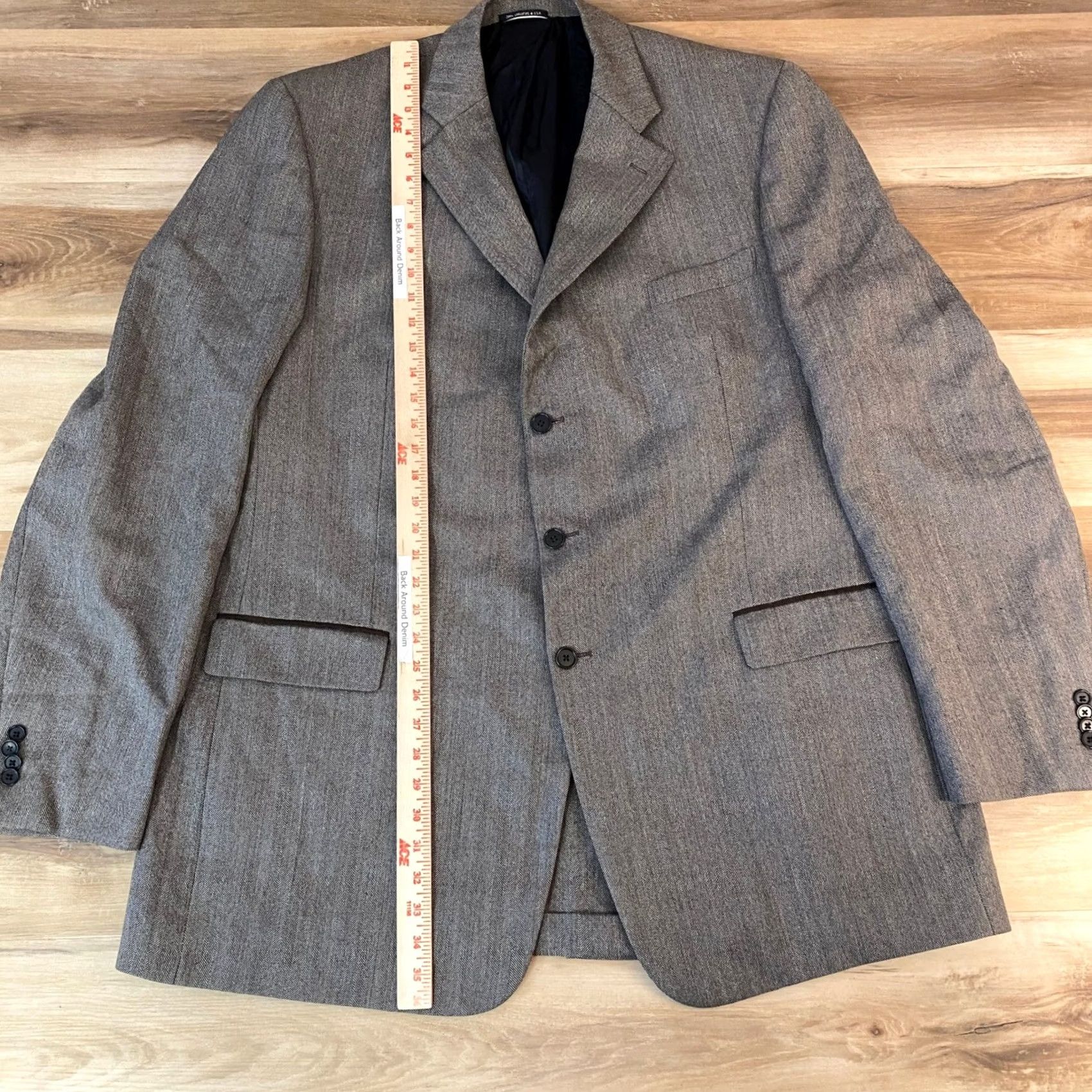 John Varvatos VINTAGE John Varvatos Sport Coat USA Mens 52XL Herringbone 3 Button Blazer Wool Alpaca Size 52R - 6 Thumbnail