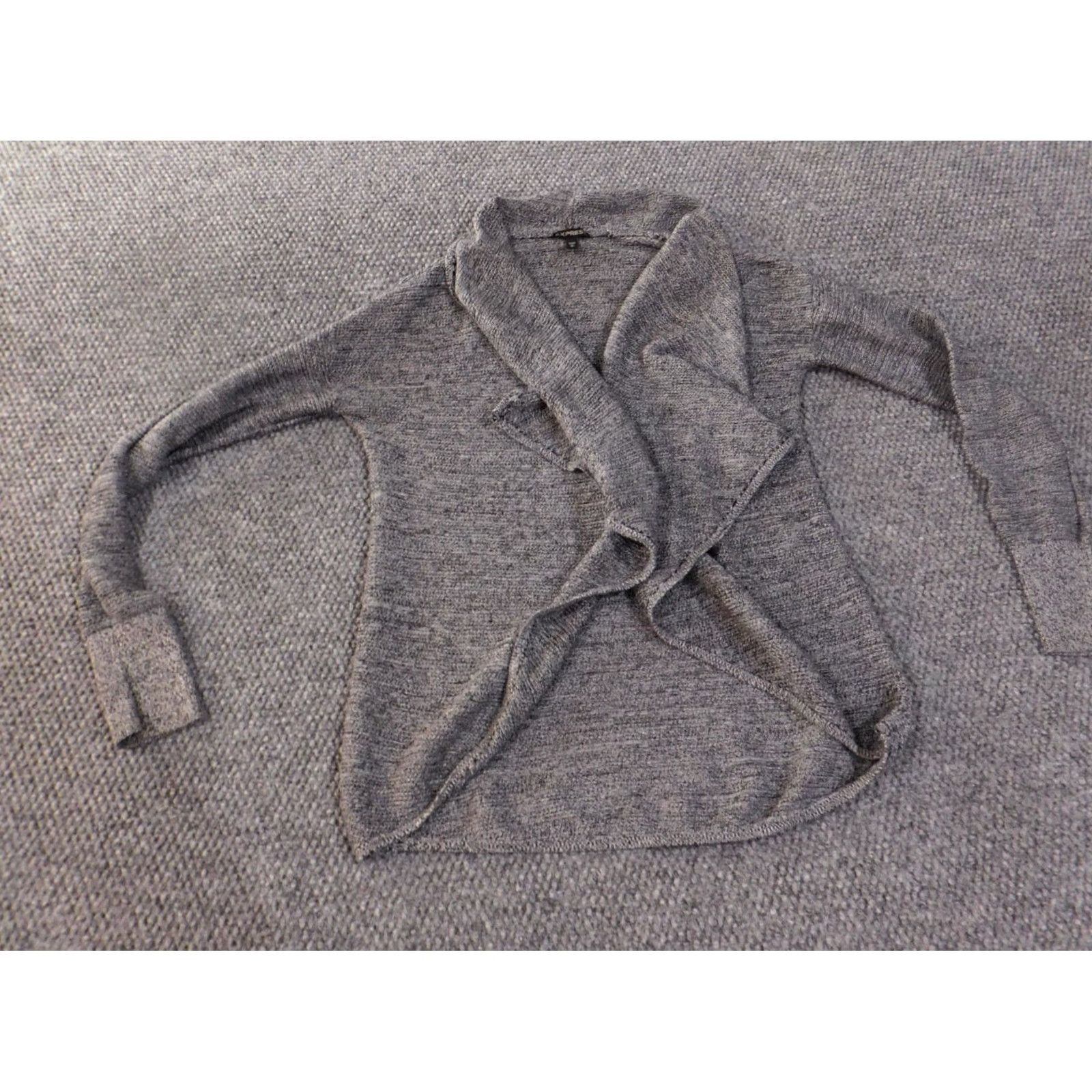 Express Express Cardigan Women Medium Gray Cotton Round Neck Long Sleeve Stretch Knit Size M / US 6-8 / IT 42-44 - 3 Thumbnail
