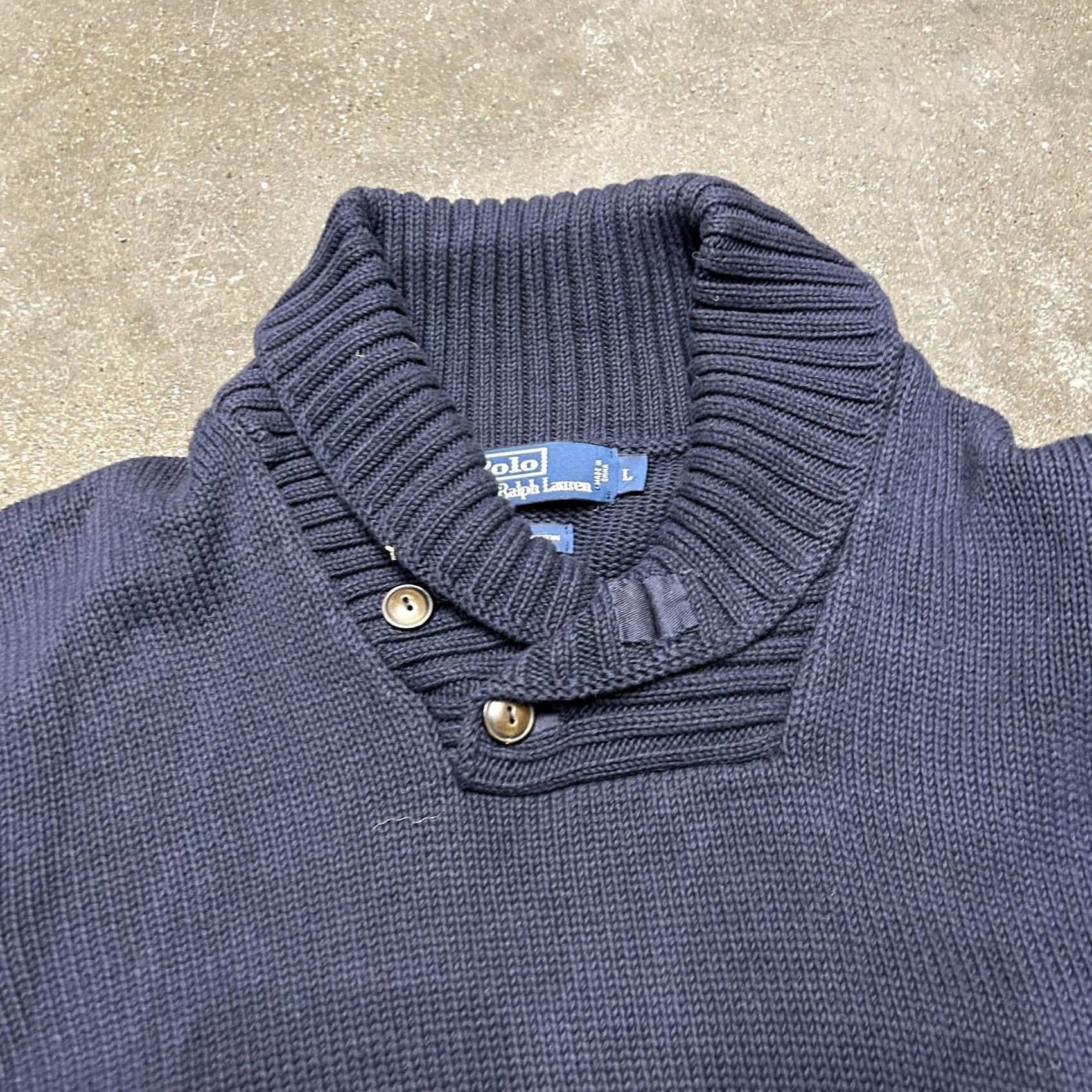 Polo Ralph Lauren Polo Ralph Lauren Sweater Mens Large Blue Knit Pullover Shawl Collar Button Knit Style Pullover Mens L Blue 100% Cotton Solid Pattern Size US L / EU 52-54 / 3 - 2 Thumbnail
