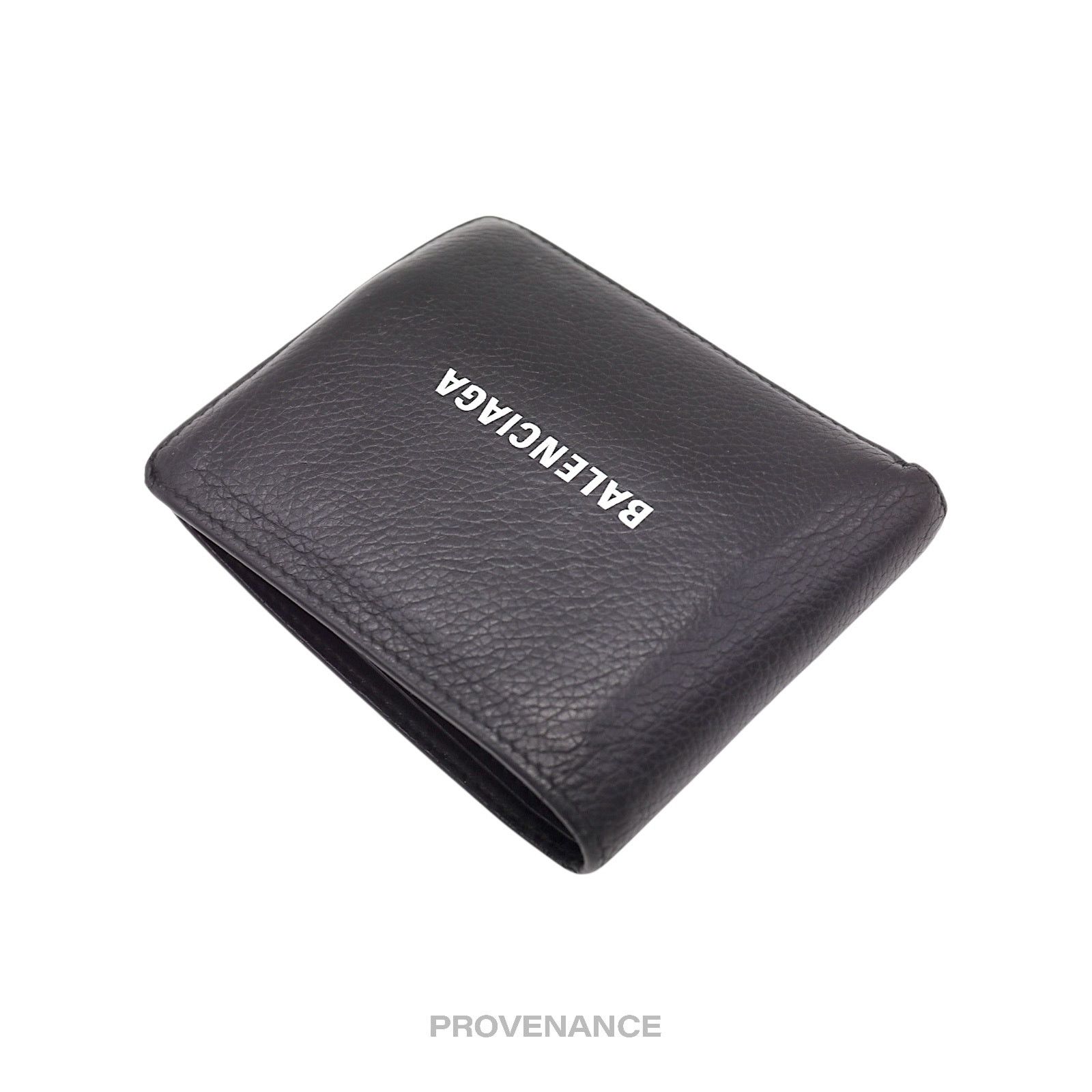 Balenciaga 🔴 Balenciaga Logo Bifold Wallet - Black Leather Size ONE SIZE - 3 Thumbnail