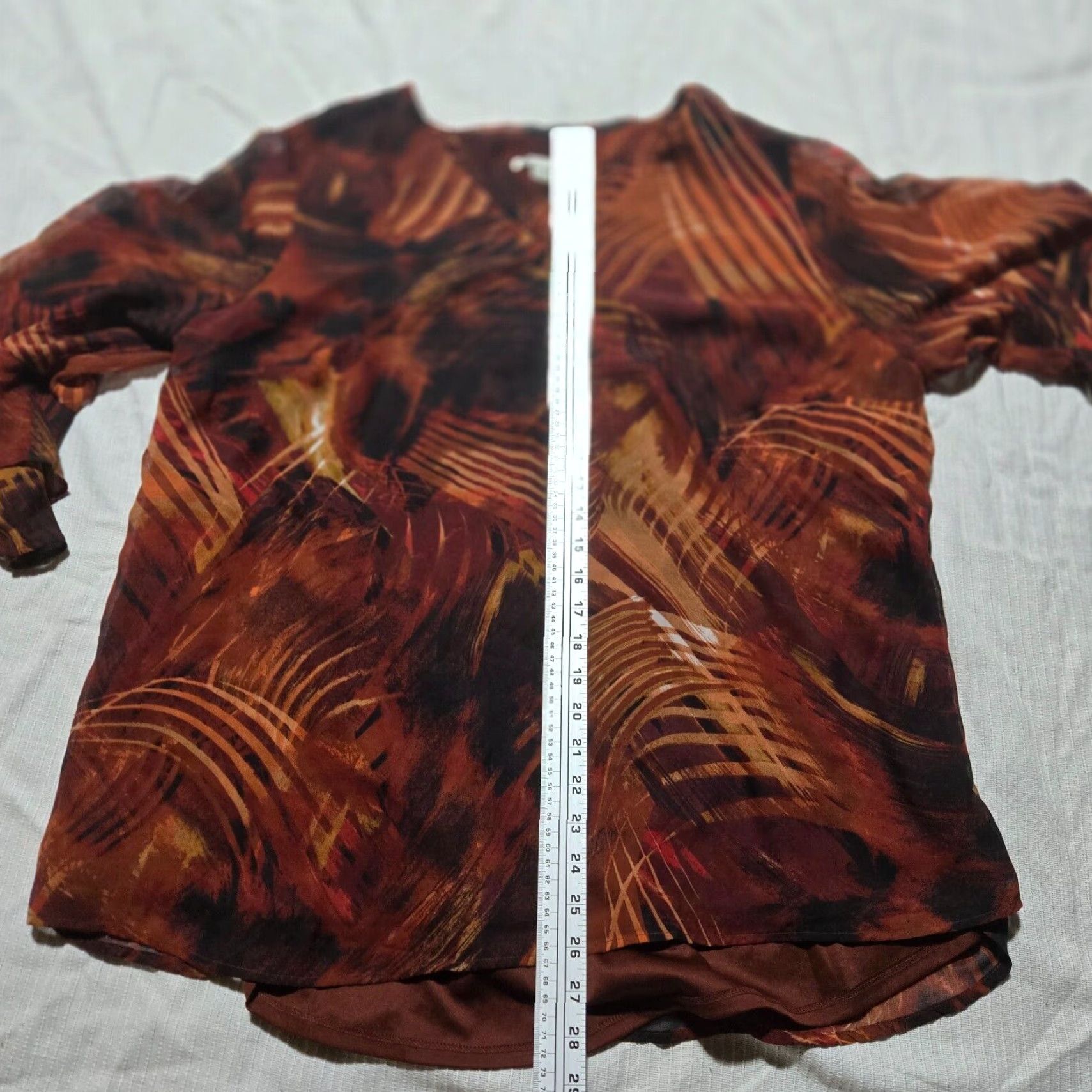 Bell Est. 1946 Shirt Blouse 3/4 Sleeve Bell Sleeve Scoop Neck Women's 20W Orange Brown/Orange Bell Sleeve Est. 1946 Shirt Womens 20W Size 3XL / US 20-22 - 6 Thumbnail