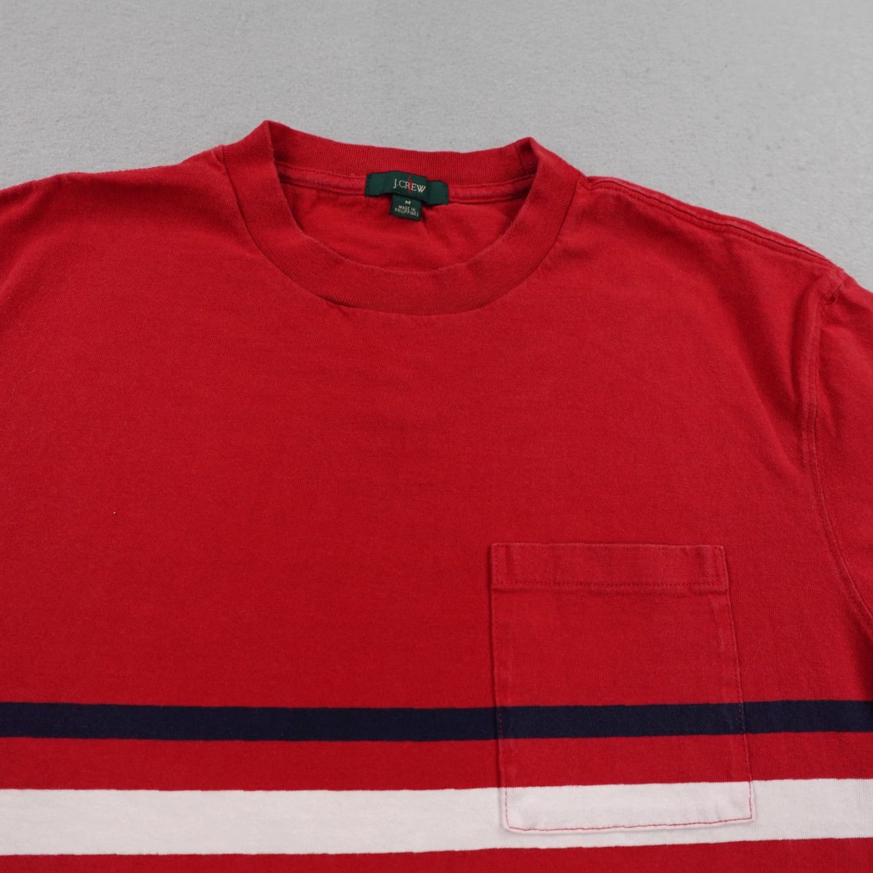 J.Crew J.Crew Shirt Mens Medium Striped Red Blue White Oarsman Short Sleeve Crew Neck T-Shirt Regular Fit Vintage? No (Do not include) Mens Size US M / EU 48-50 / 2 - 2 Thumbnail
