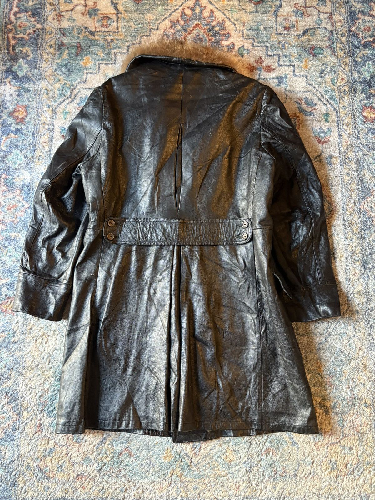 Vintage Vintage 70s JJ Canada Fur Collared Long Leather Trench Coat Size US L / EU 52-54 / 3 - 2 Thumbnail