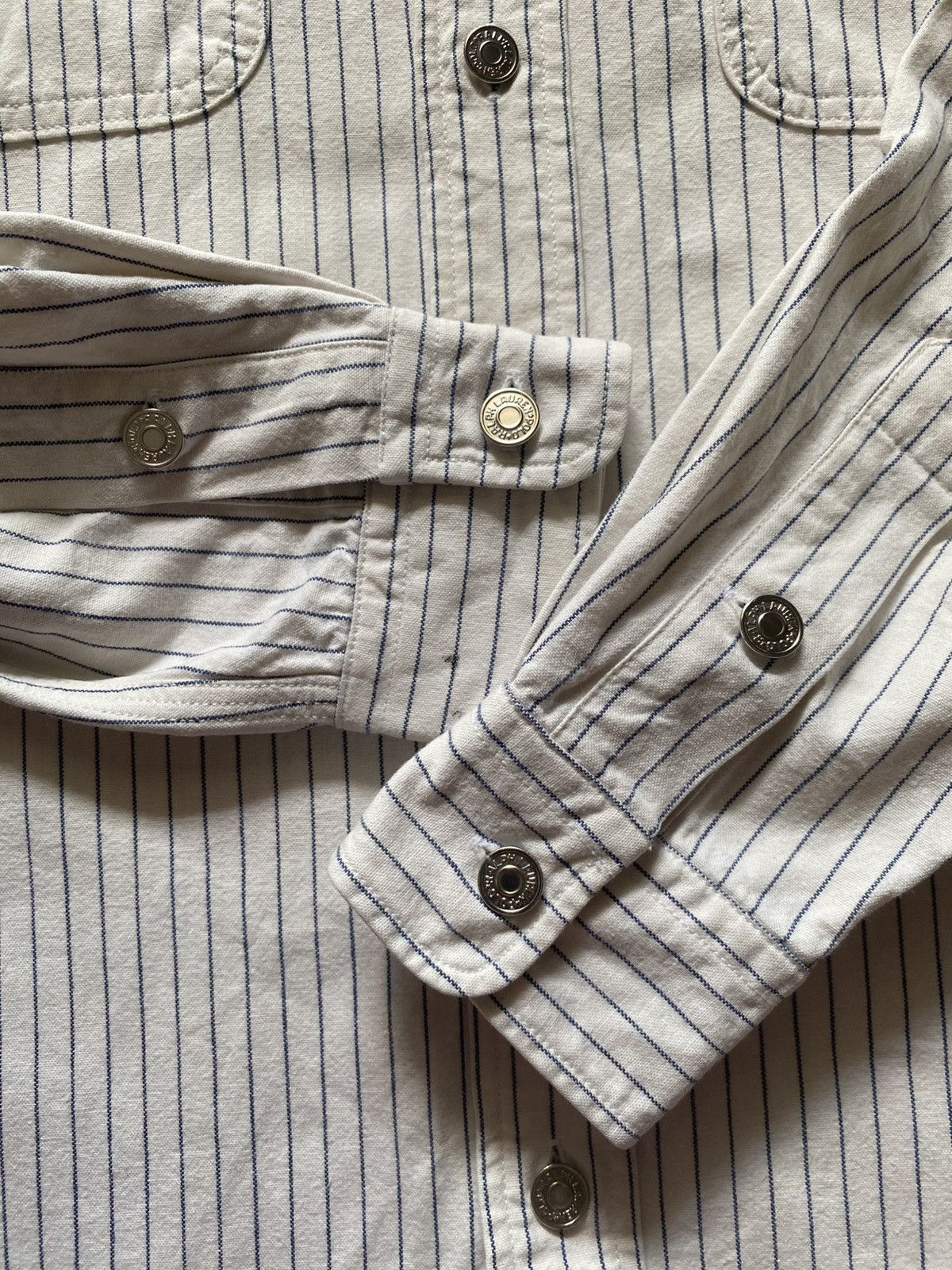 Polo Ralph Lauren Vintage 90’s Polo Ralph Lauren Dungarees Blue Stripe Shirt M Size US M / EU 48-50 / 2 - 9 Thumbnail