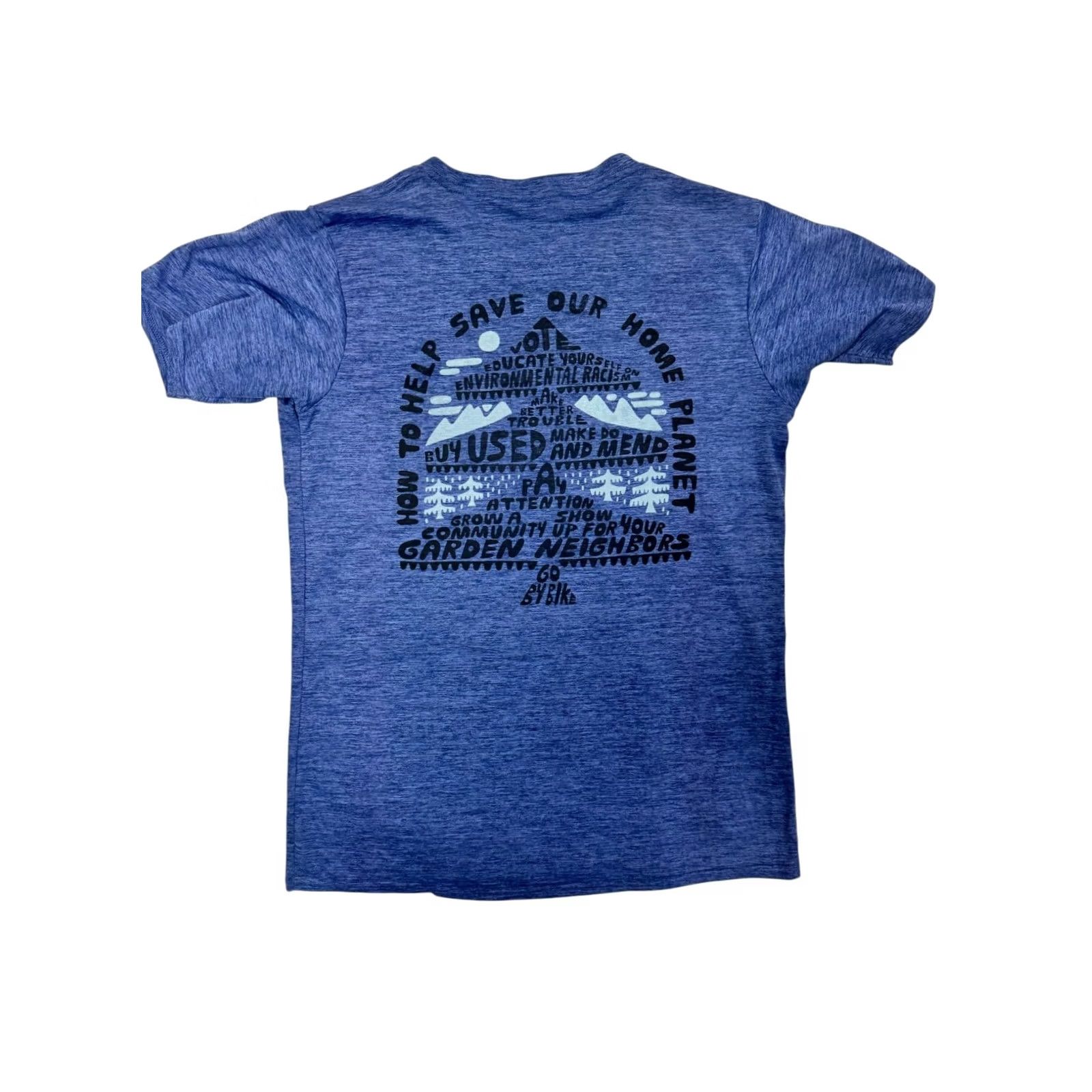 Patagonia VINTAGE Patagonia Men's XS Blue Heather Save Our Home Planet Graphic T-Shirt Athletic T-Shirt Mens XS Blue Heather Outdoor Nature Environmental 90s? Size US XS / EU 42 / 0 - 4 Thumbnail