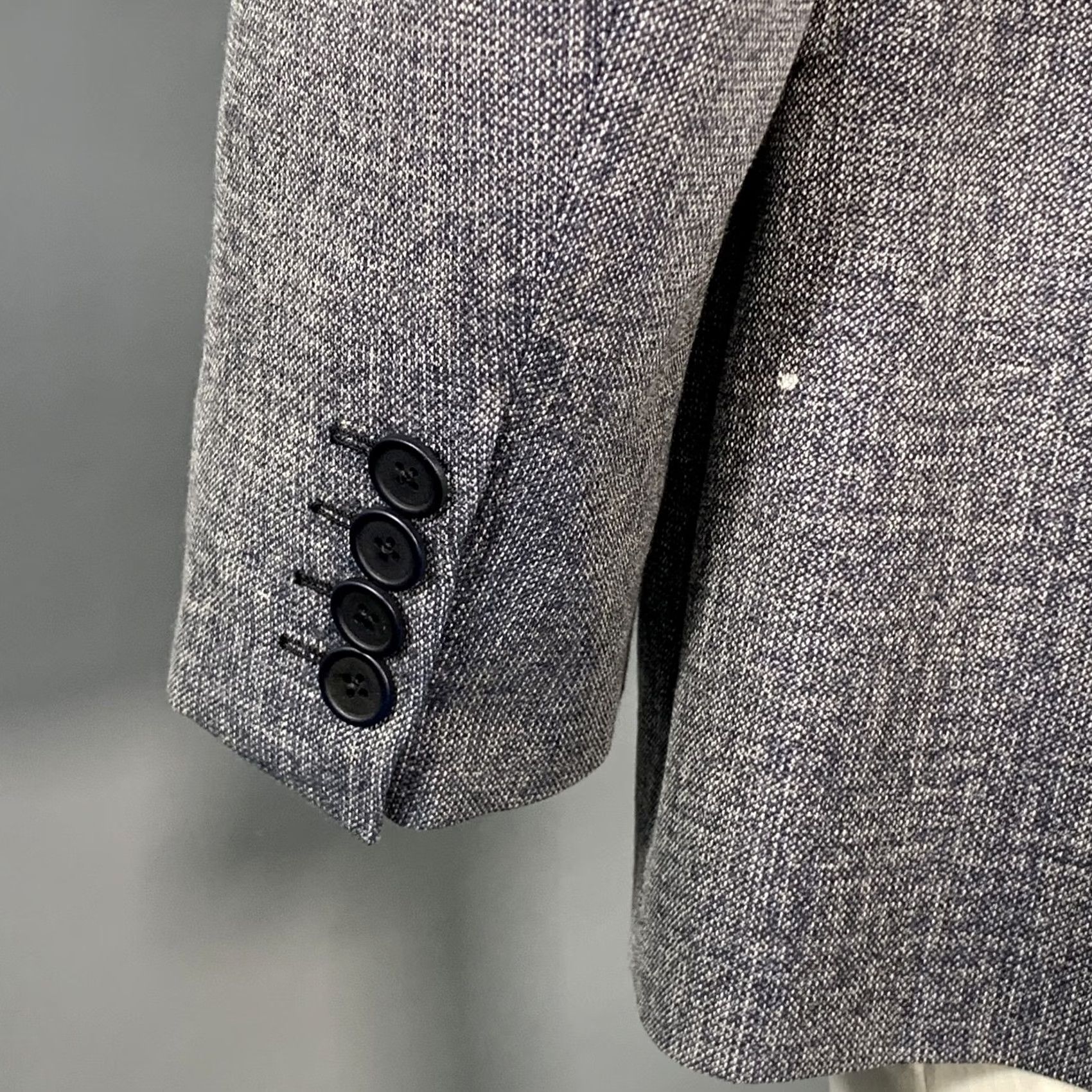 Bottega Veneta BOTTEGA VENETA Sport Coat Size 46 Navy White Melange Virgin Wool Notch Lapel Size US S / EU 44-46 / 1 - 5 Thumbnail