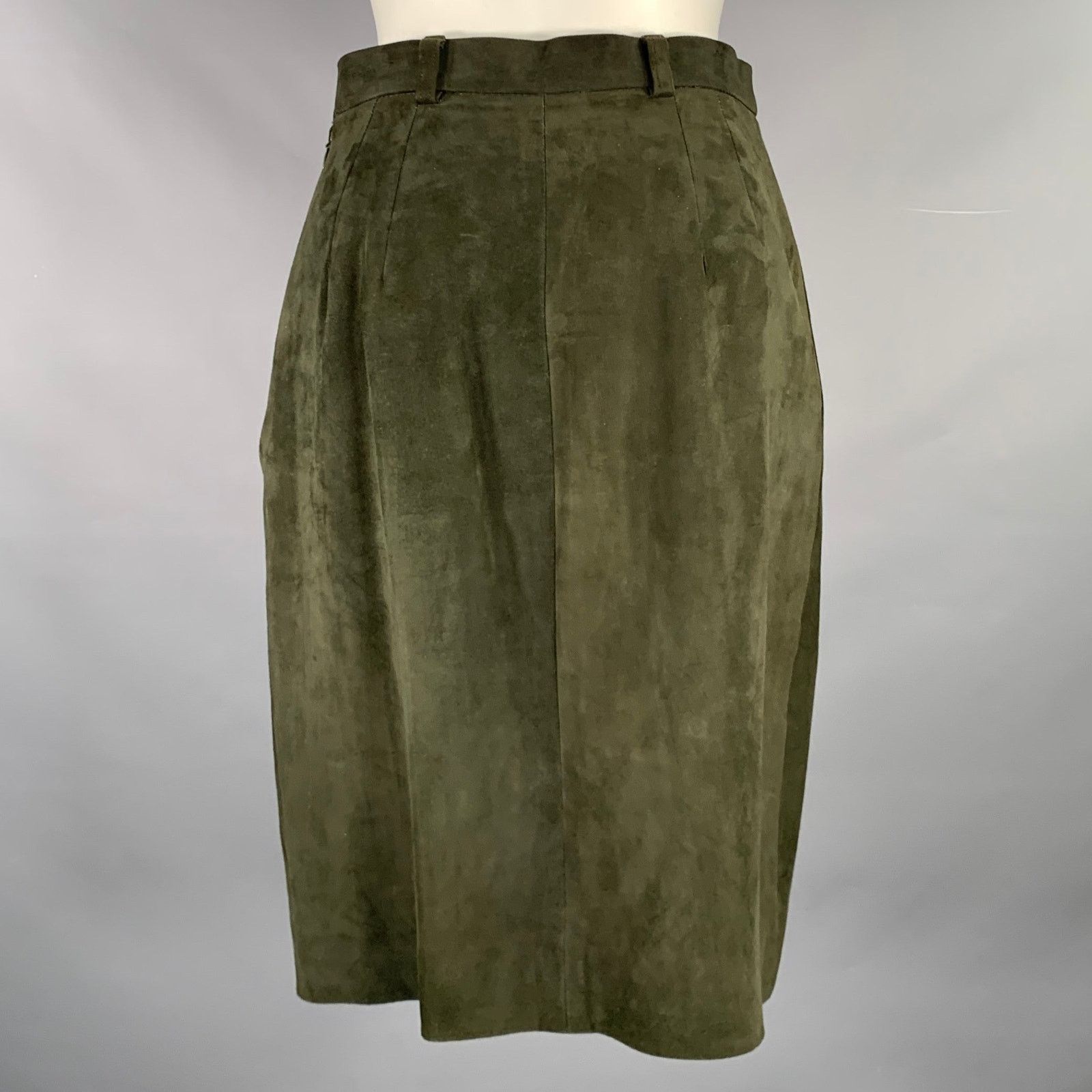 Ralph Lauren RALPH LAUREN Size 8 Green Suede Pencil Below Knee Skirt Size 30" / US 8 / IT 44 - 2 Thumbnail