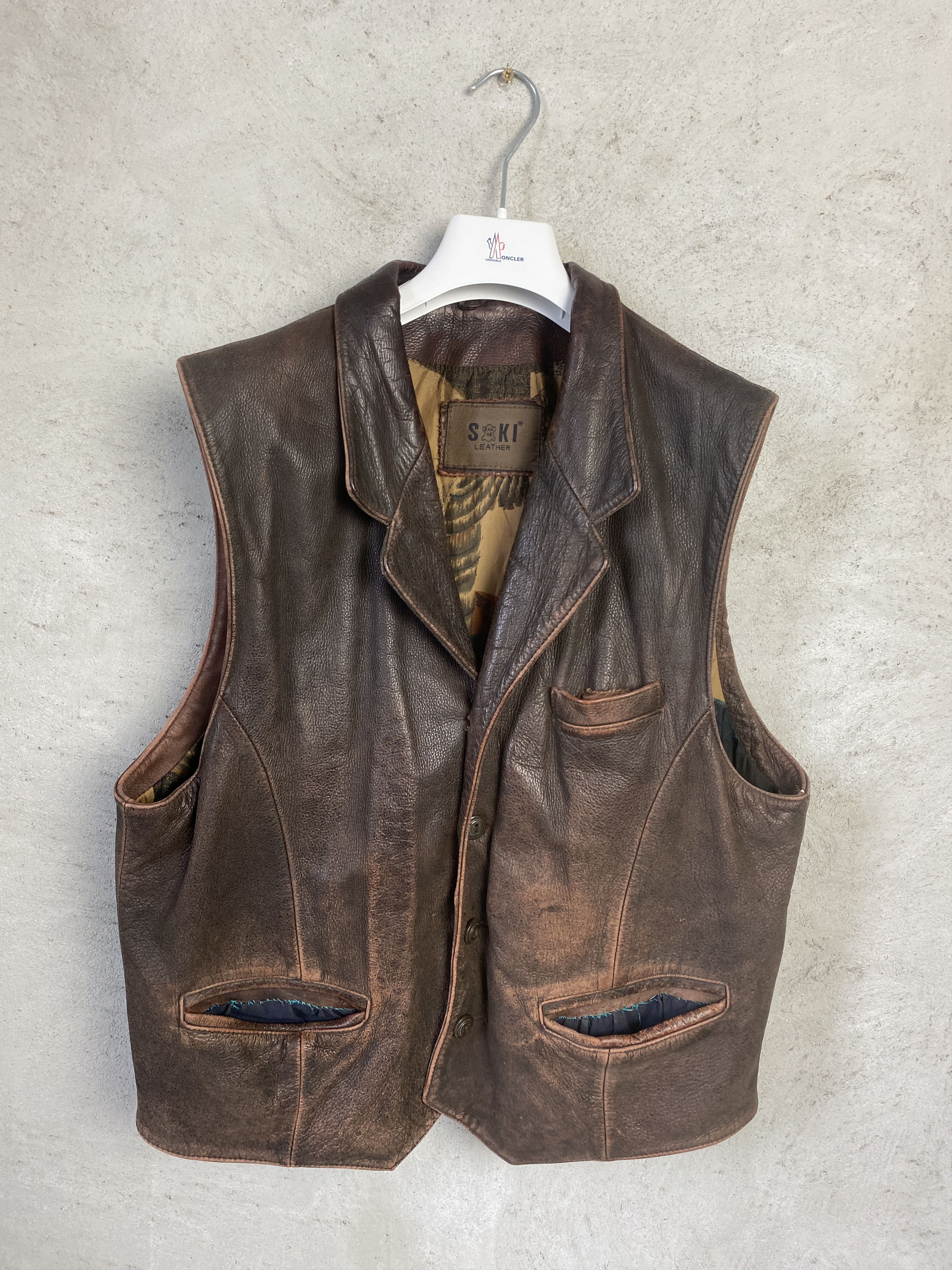 Genuine Leather Vintage real leather vest jacket retro Size US M / EU 48-50 / 2 - 1 Thumbnail