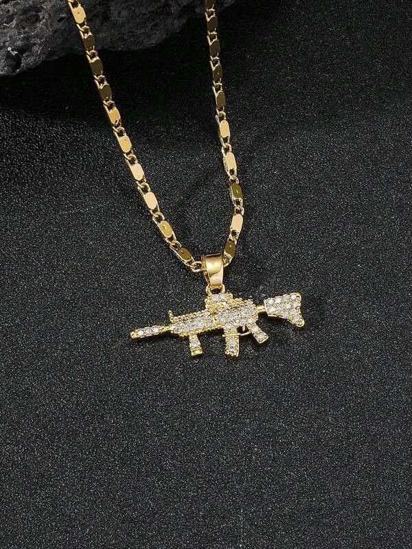 Jewelry x Vintage Rhinestone Ice Y2K Necklace Chain in Gold, Men's