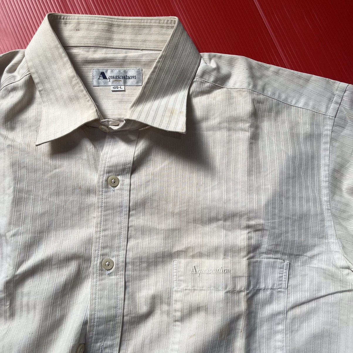 Aquascutum × Other UK Vintage Aquascutum of london Shirt long sleeve White stripes Size US XL / EU 56 / 4 - 12 Thumbnail