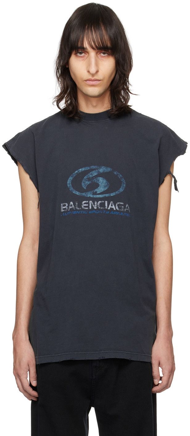 Balenciaga Balenciaga Black sleeveless Surfer T-Shirt Size US XL / EU 56 / 4 - 1 Thumbnail