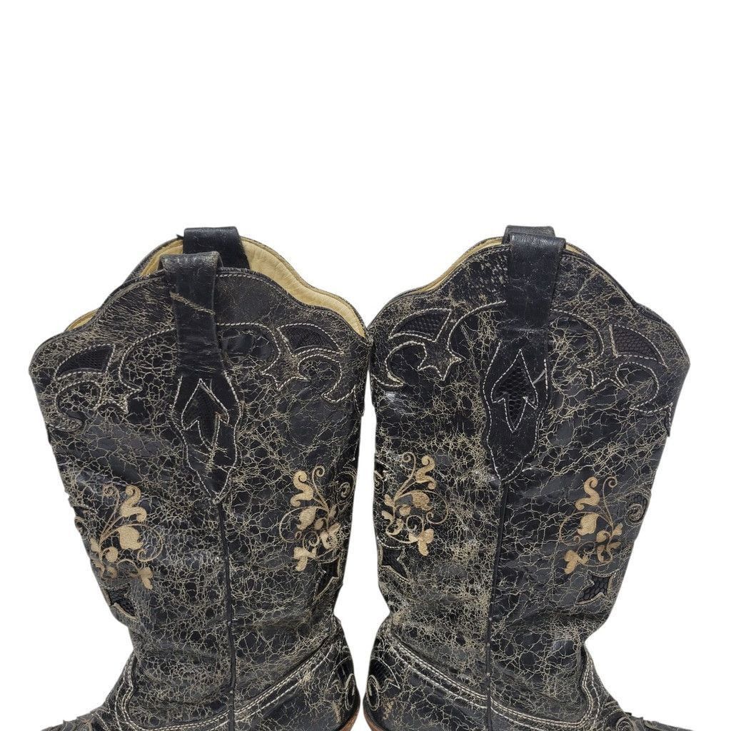 Other Corral Vintage Black Distressed Lizard Western Boots Size US 9.5 / IT 39.5 - 5 Thumbnail