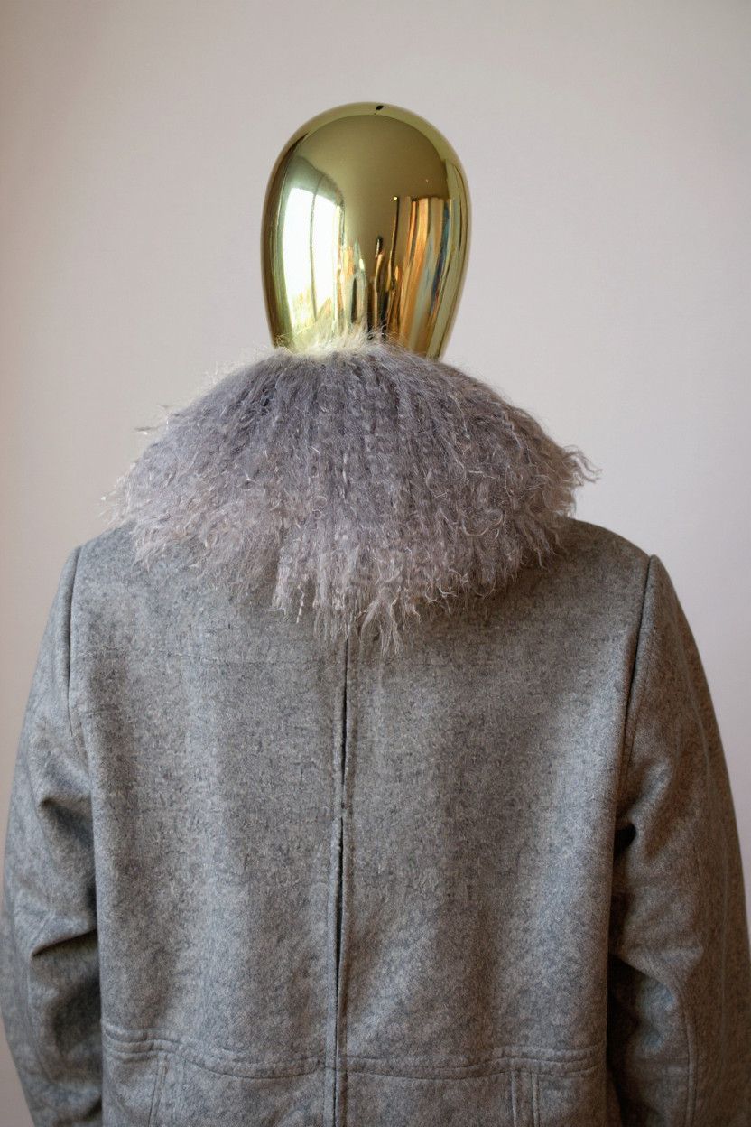 Other Custom-made Gray Long Coat with Real mongolian-fur Size US L / EU 52-54 / 3 - 5 Thumbnail