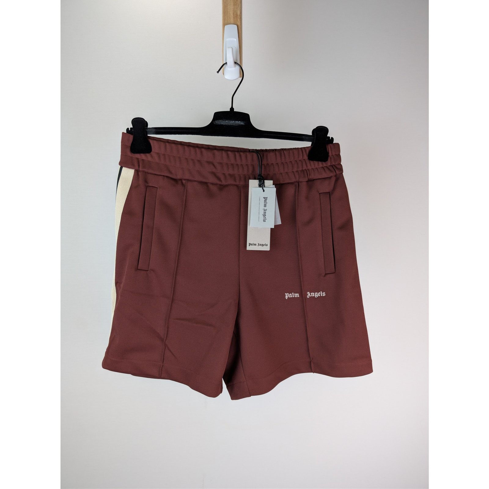 Palm Angels o1rshd1 Classic Logo Track Shorts in Burgundy / Off White Size US 34 / EU 50 - 1 Thumbnail